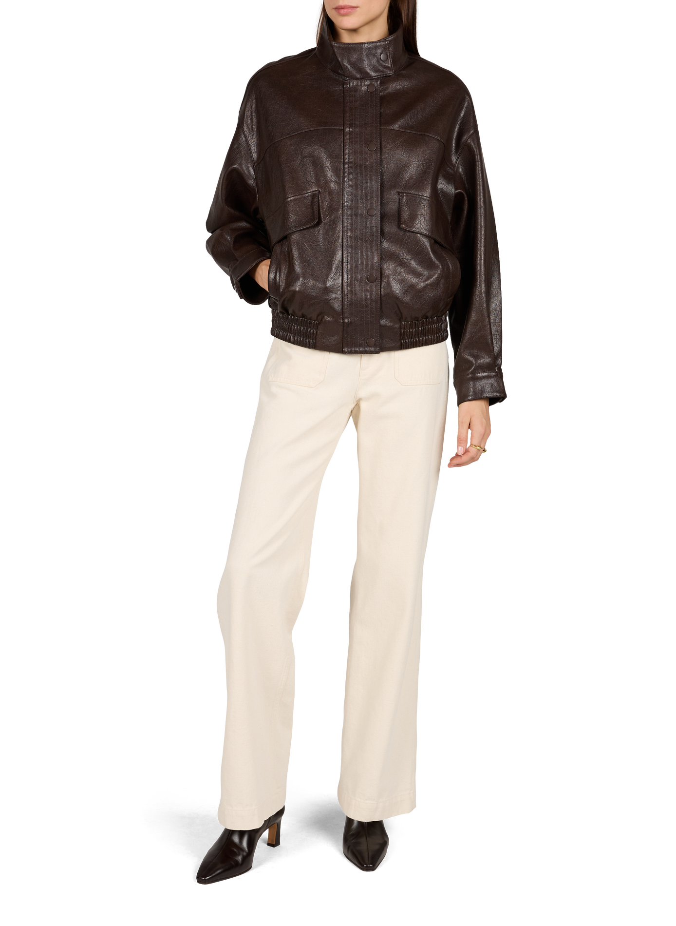 Solid color high neck jacket VILA Brown