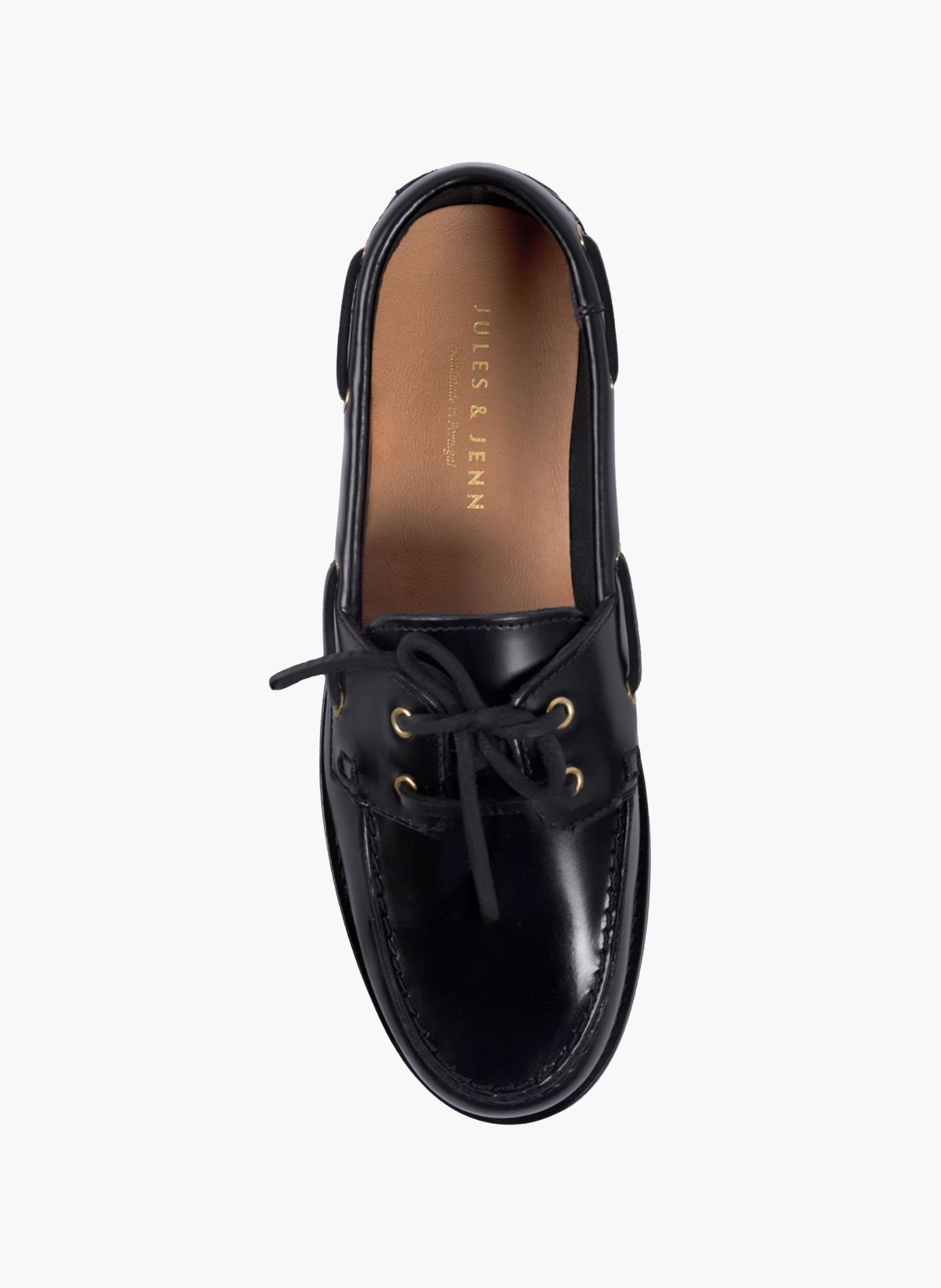 Mocassins bateau thelma cuir vernis JULES & JENN Noir
