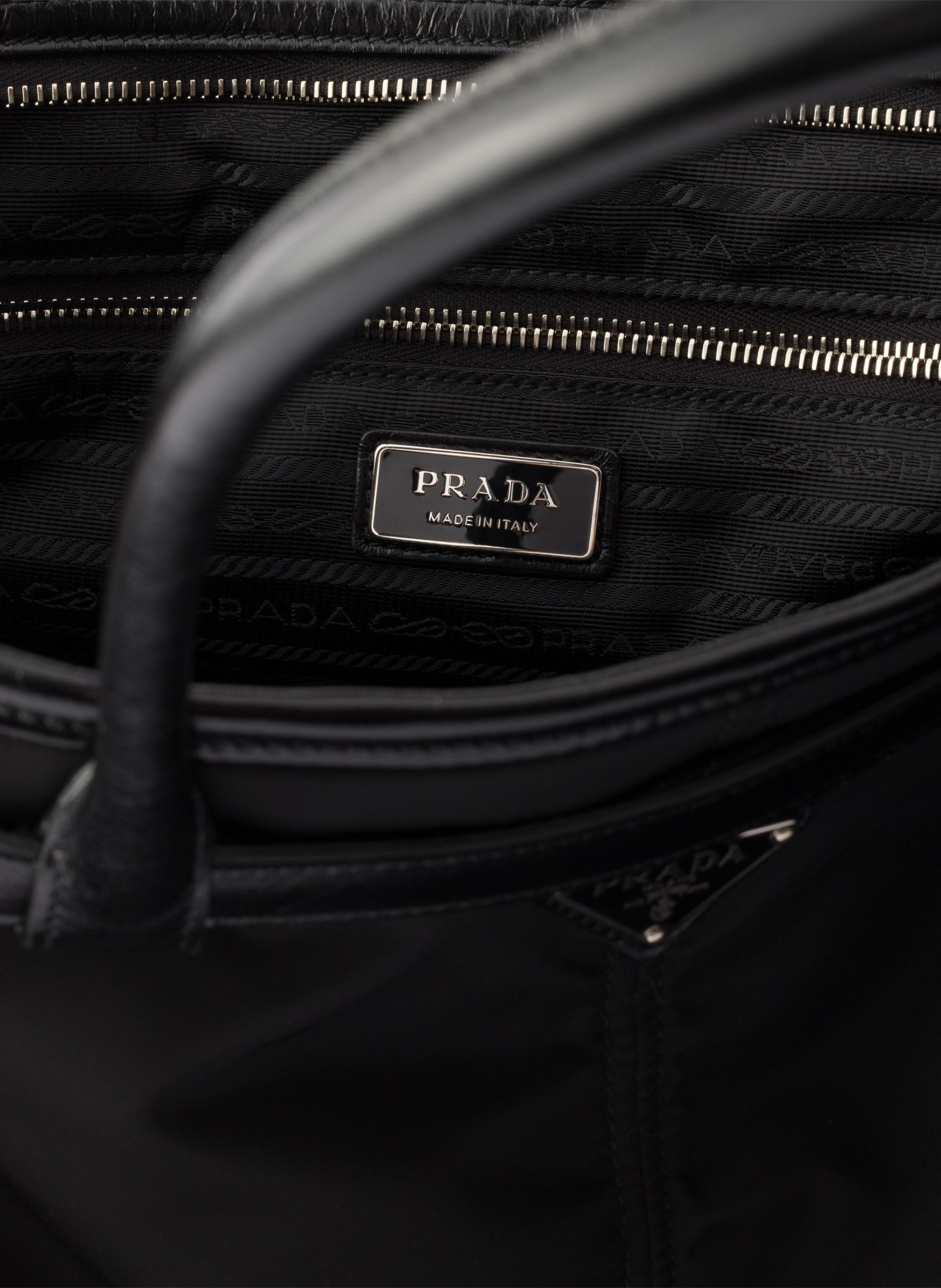 Sac cabas prada bonnie en re-nylon et cuir PRADA Noir
