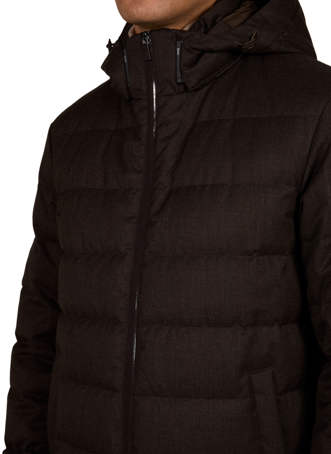 Long quilted hooded puffer jacket HERNO Brown
