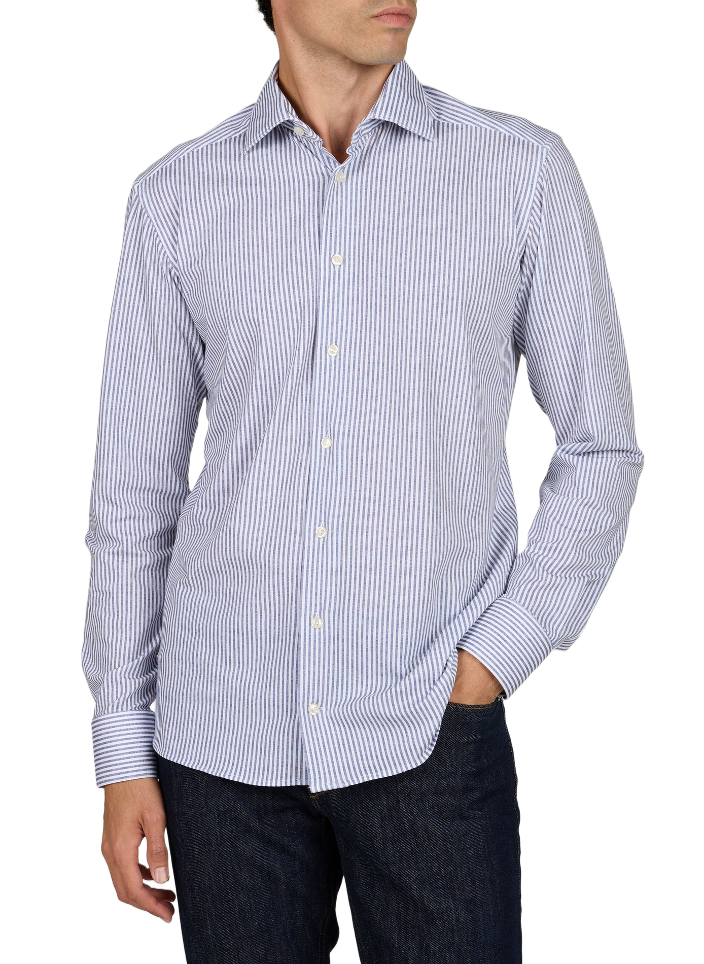Chemise droite boutonnée à rayures ETON Bleu