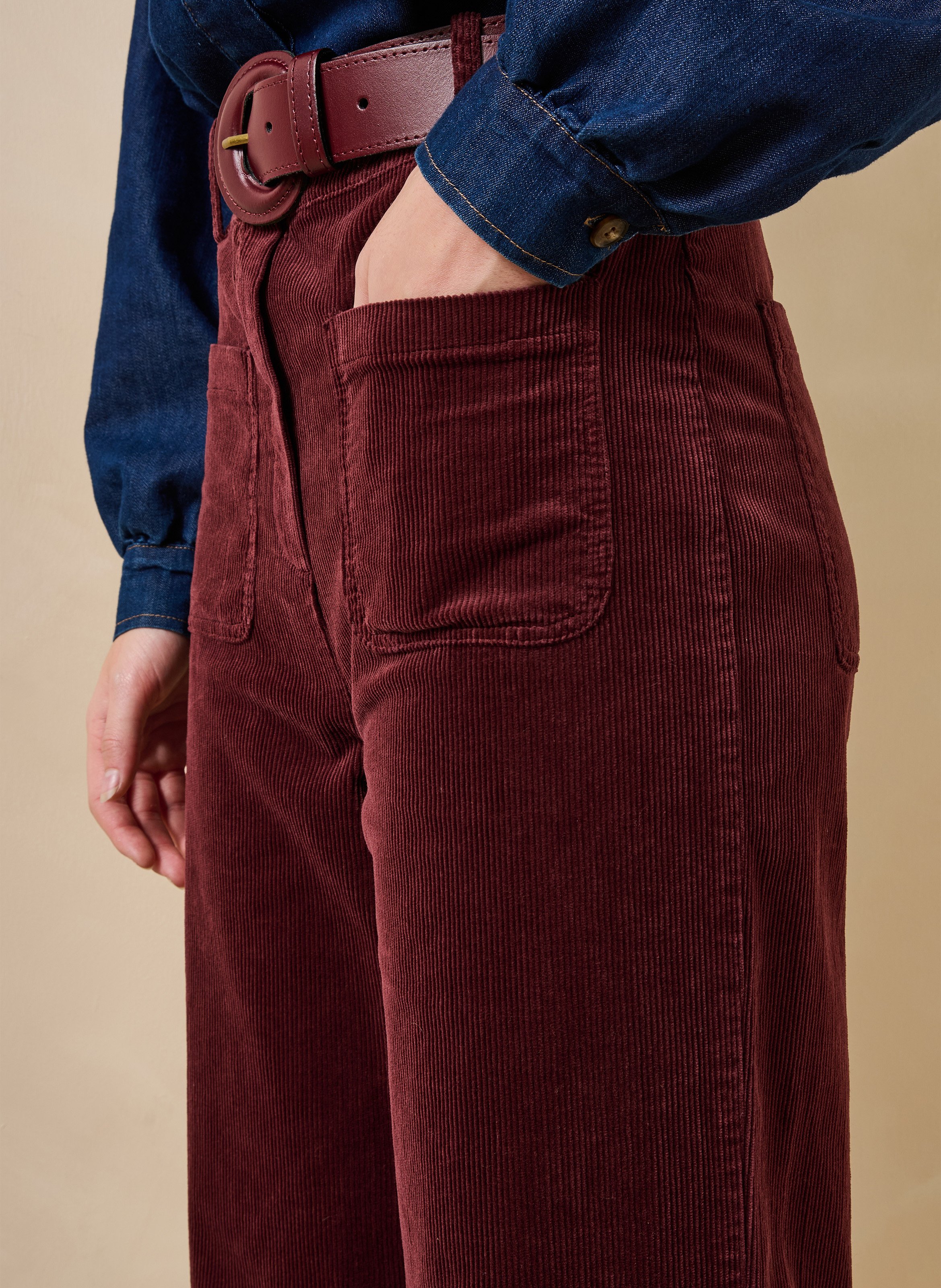 Wide-leg broek met hoge taille van katoenmix LA FEE MARABOUTEE Rood