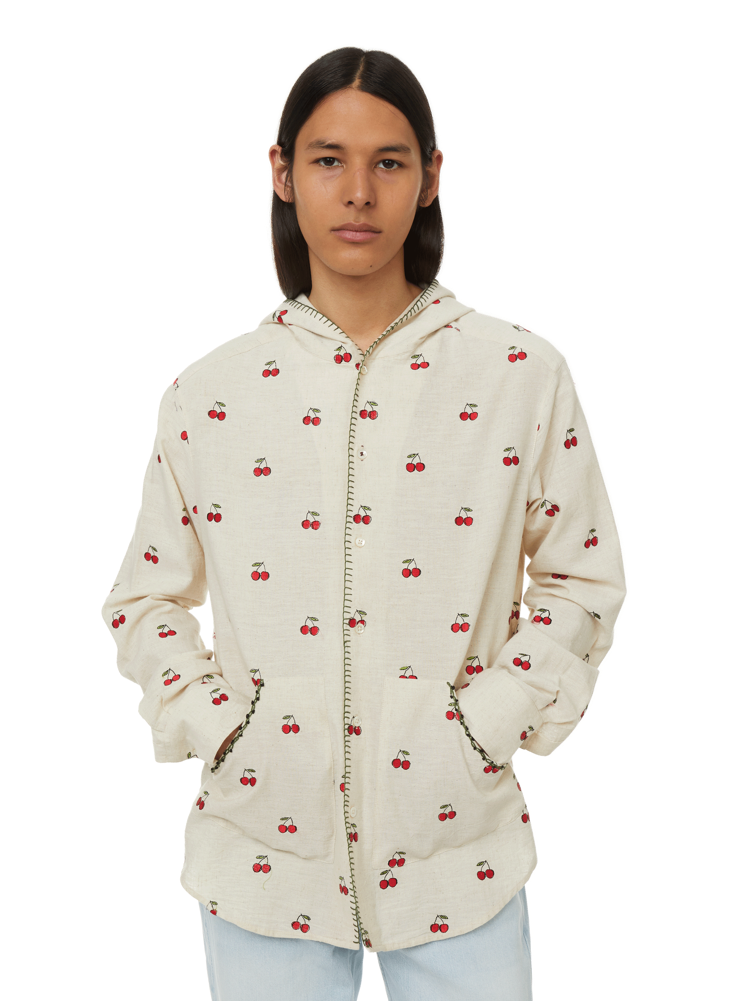 Hoodie à broderies en coton BAZISZT Beige