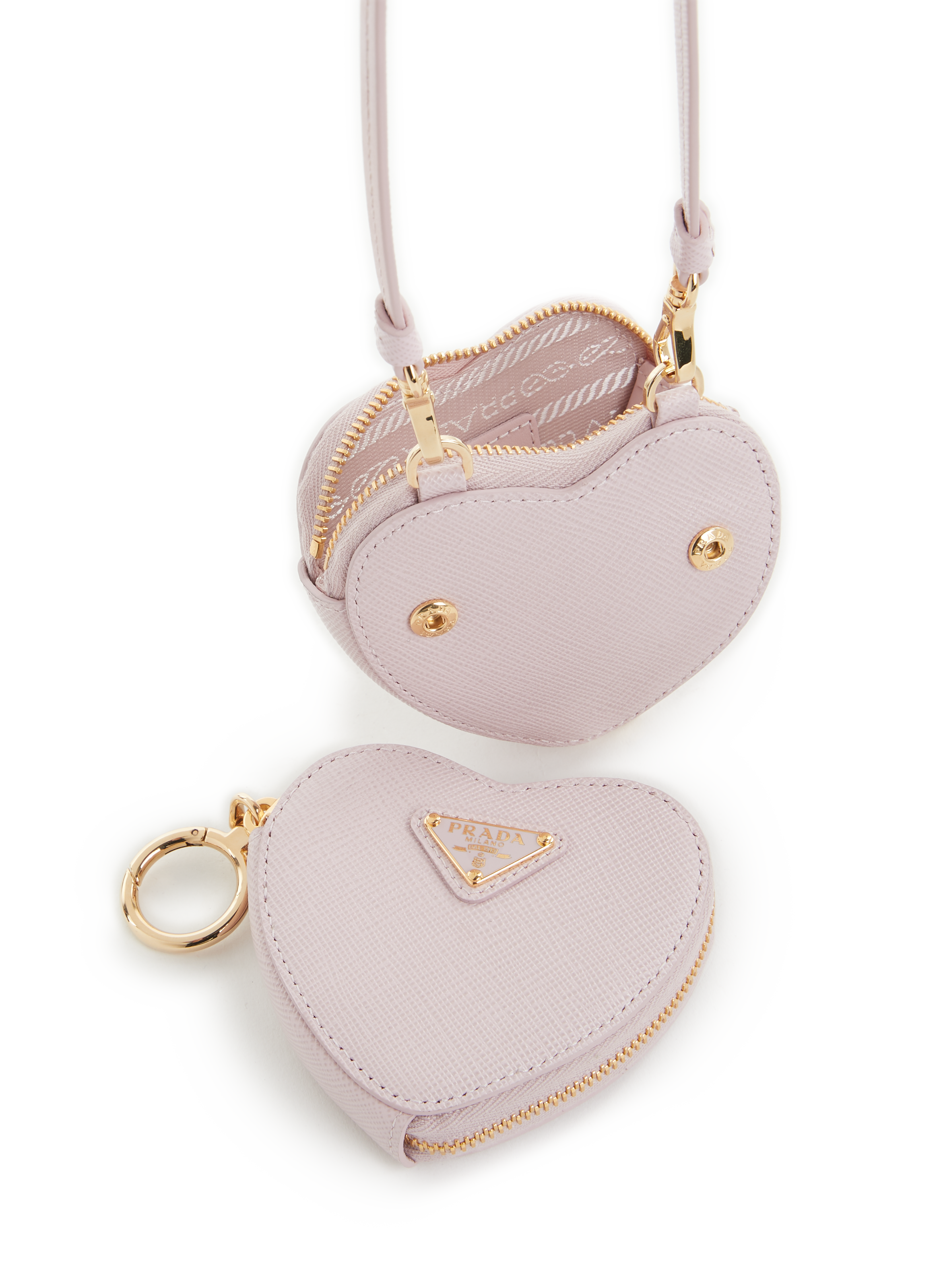 Leather heart keychain  PRADA Pink