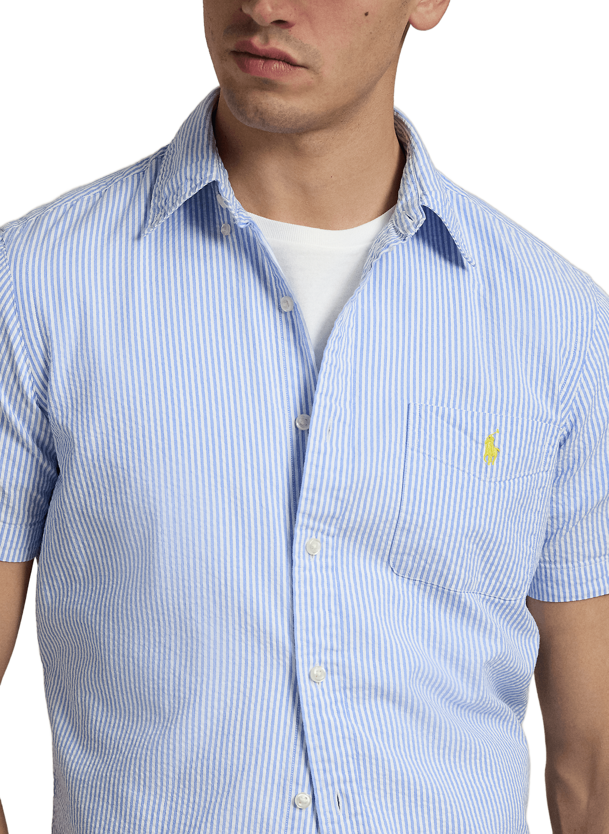 Striped cotton shirt Blue
