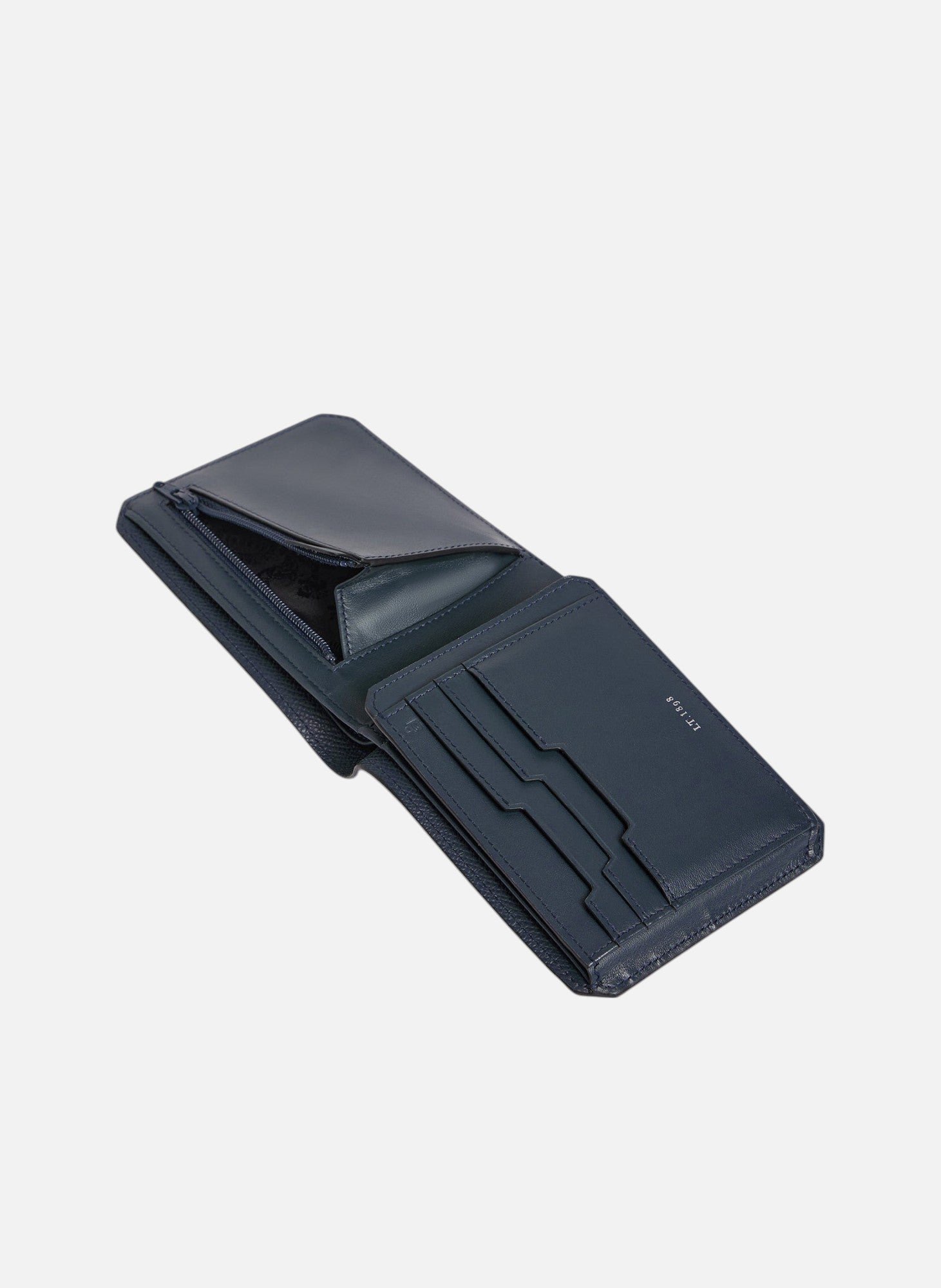 Portefeuille horizontal 2 volets gaston en cuir grain croisé Bleu