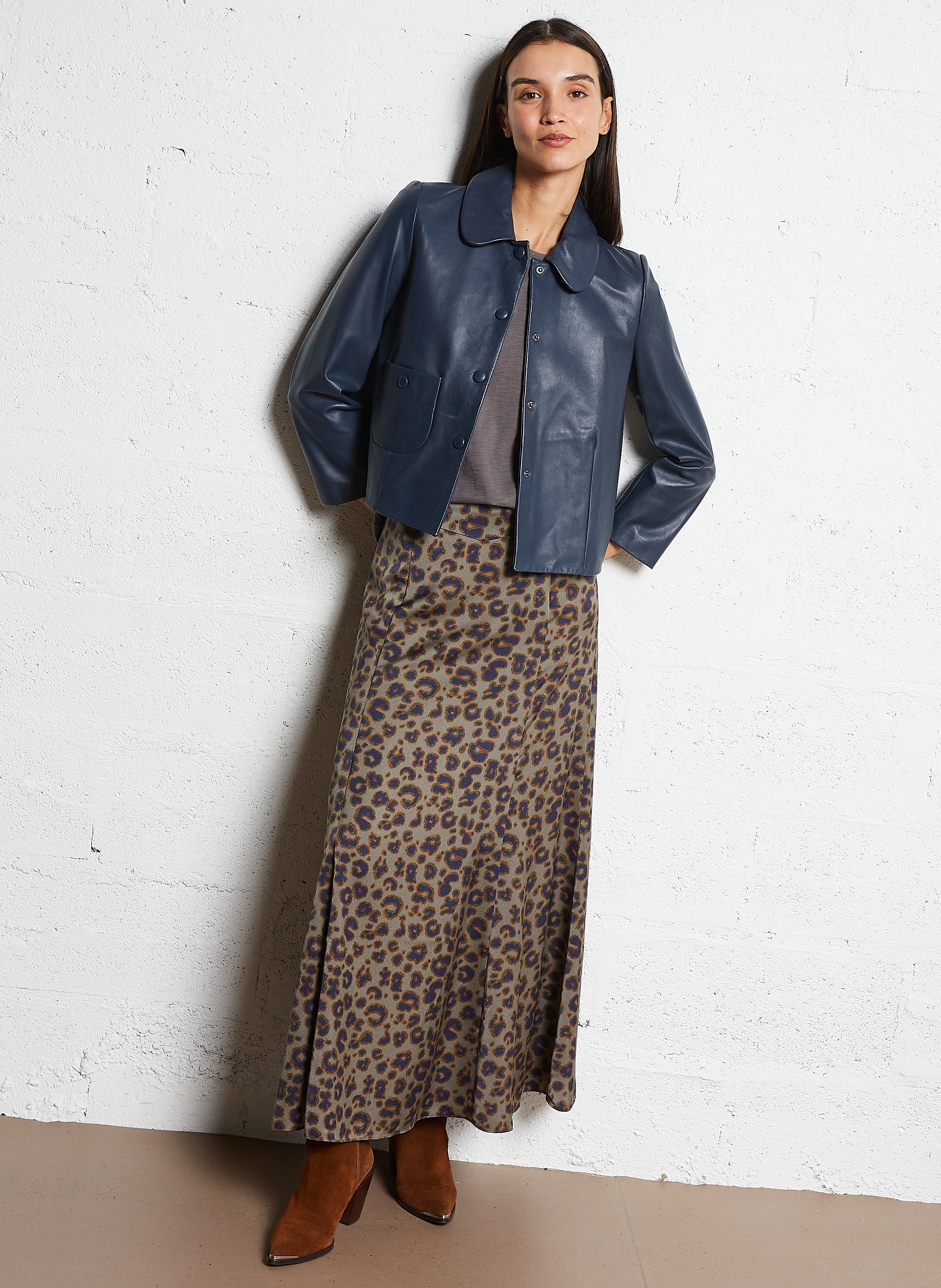 Veste col chemise en cuir milos BA&SH Bleu