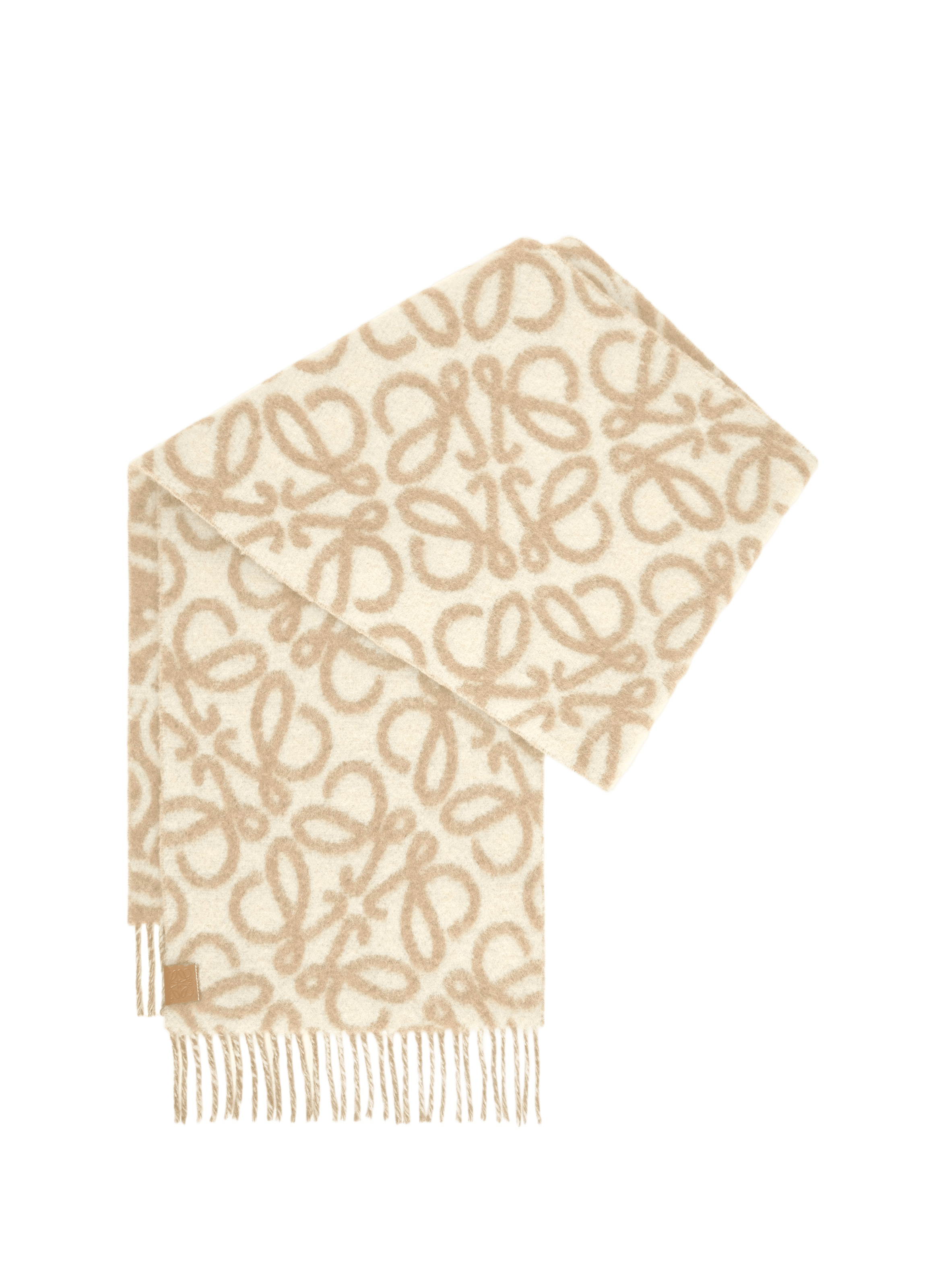 Anagram jacquard scarf in blended alpaca and wool LOEWE Beige