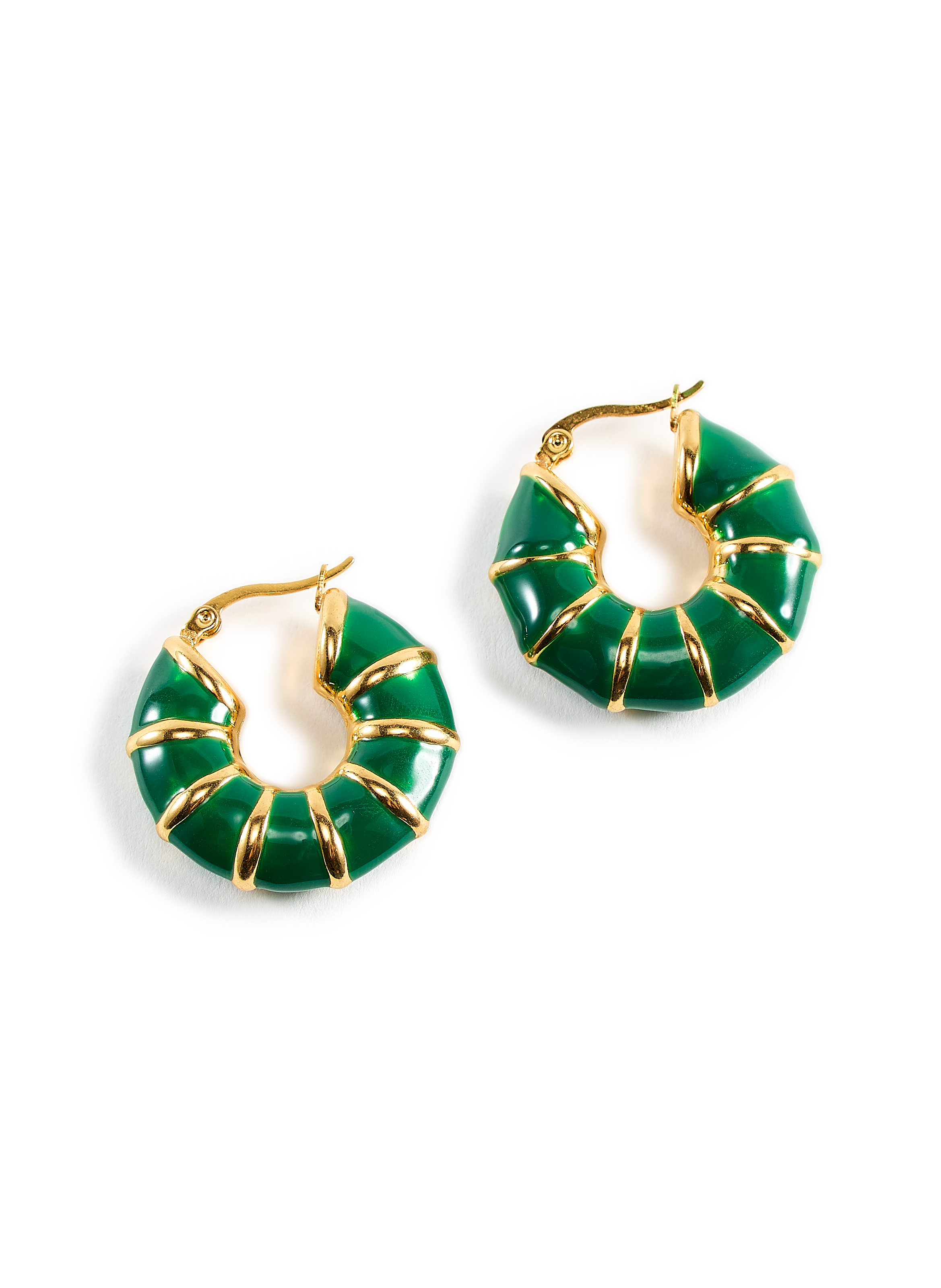 Boucles d'oreille anneaux AU PRINTEMPS PARIS Vert
