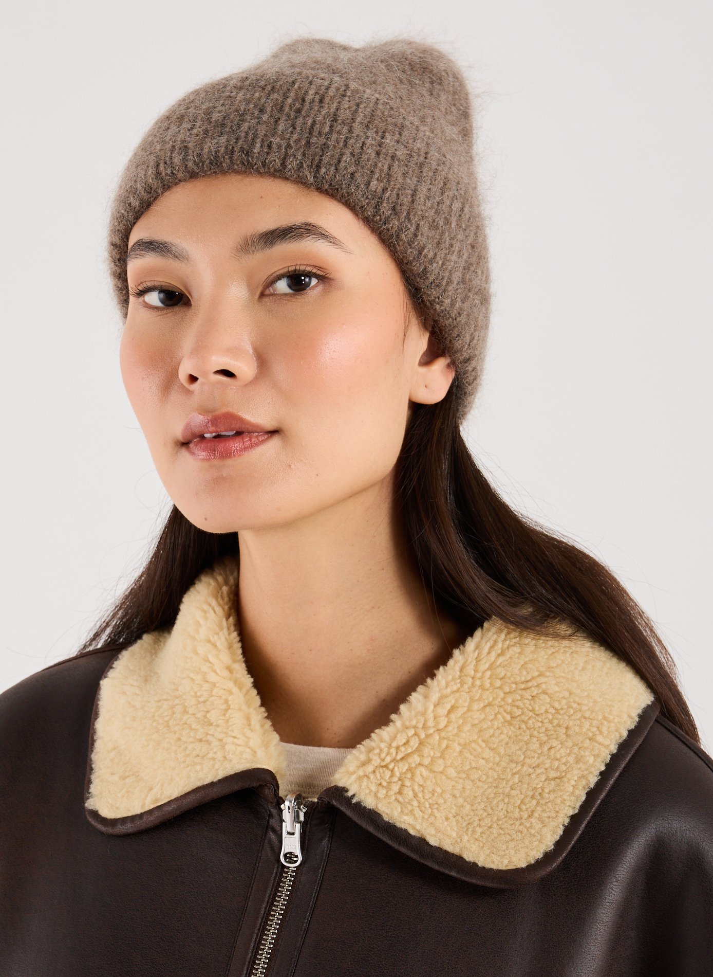 Wide cuff mohair blend beanie SAISON 1865 Brown