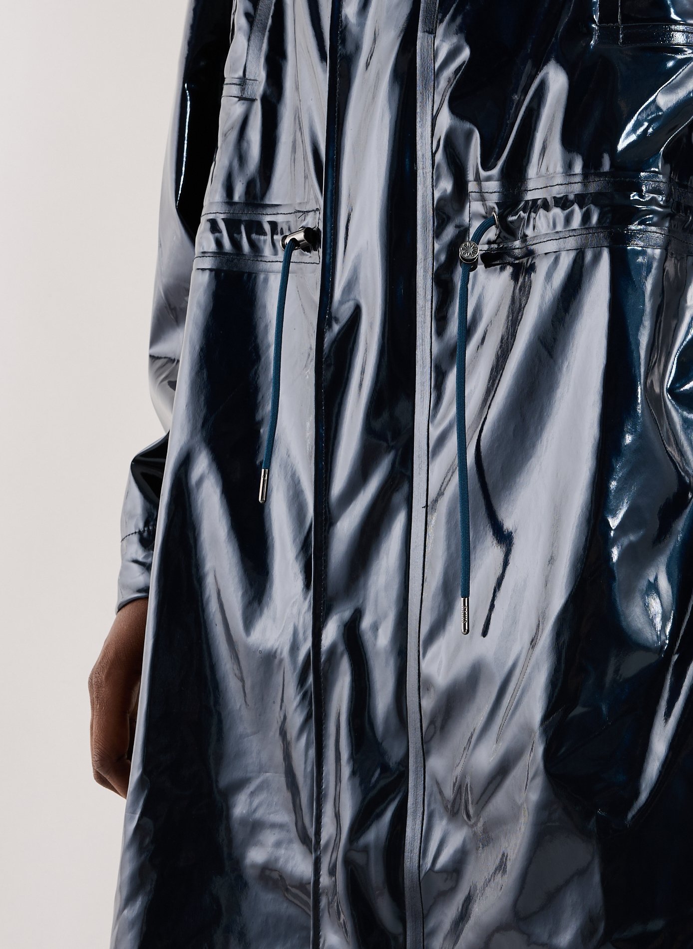 Long vinyl effect coat RAINS Blue