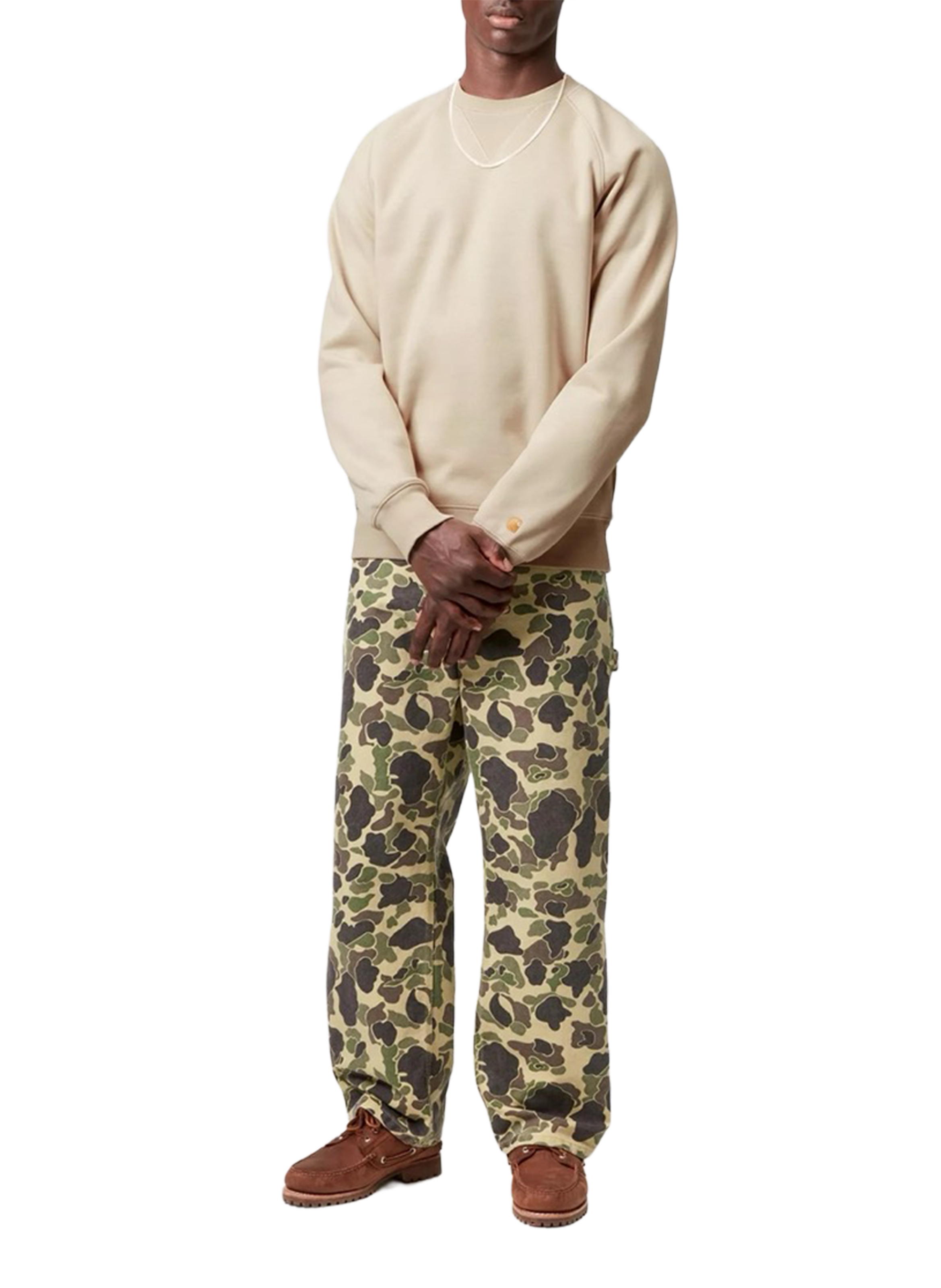 Oversized cotton screen-printed sweatshirt CARHARTT WIP Beige