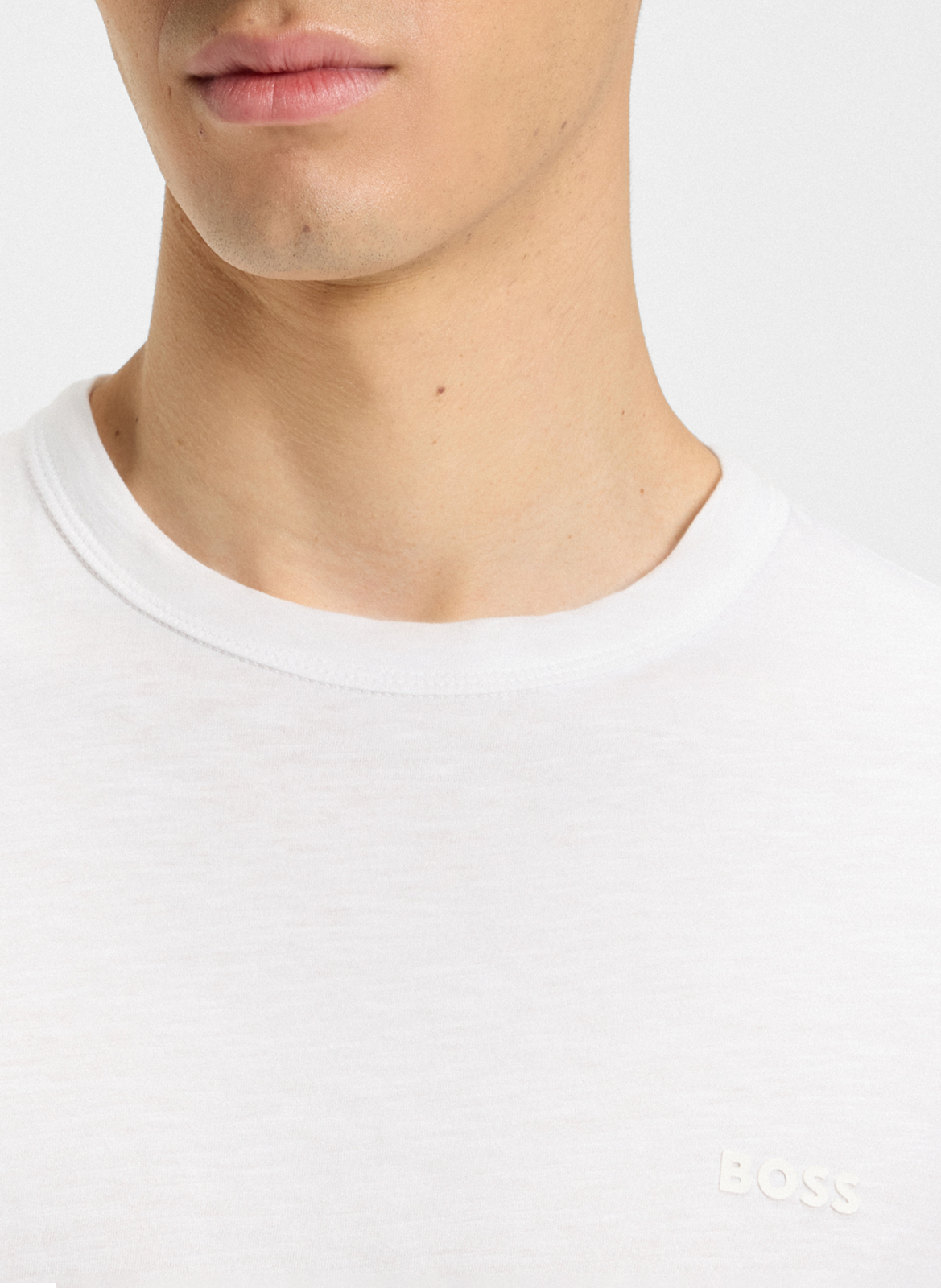 Tee-shirt col rond en coton BOSS Blanc