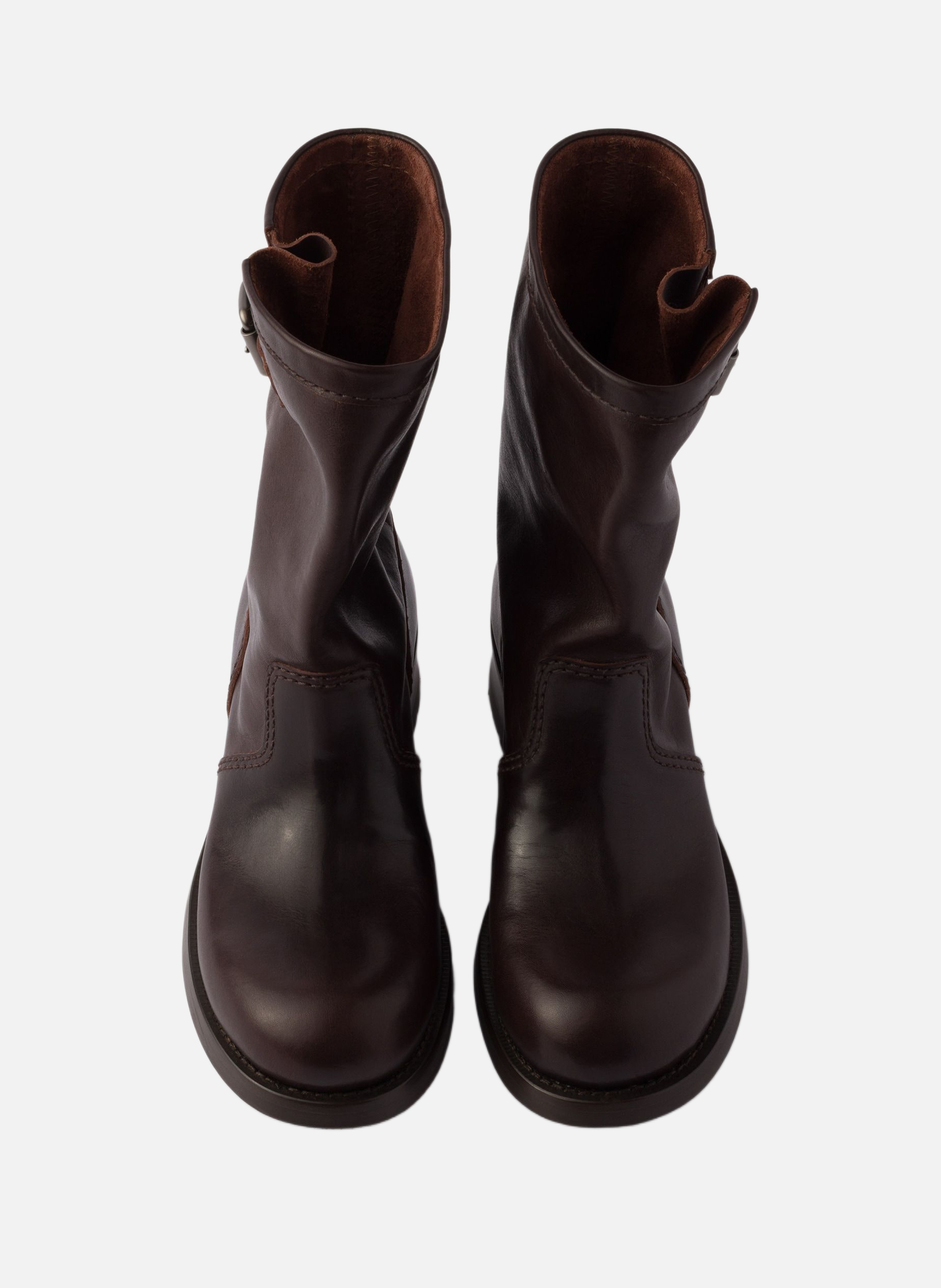 Bottes mi-mollet en cuir PRADA Marron