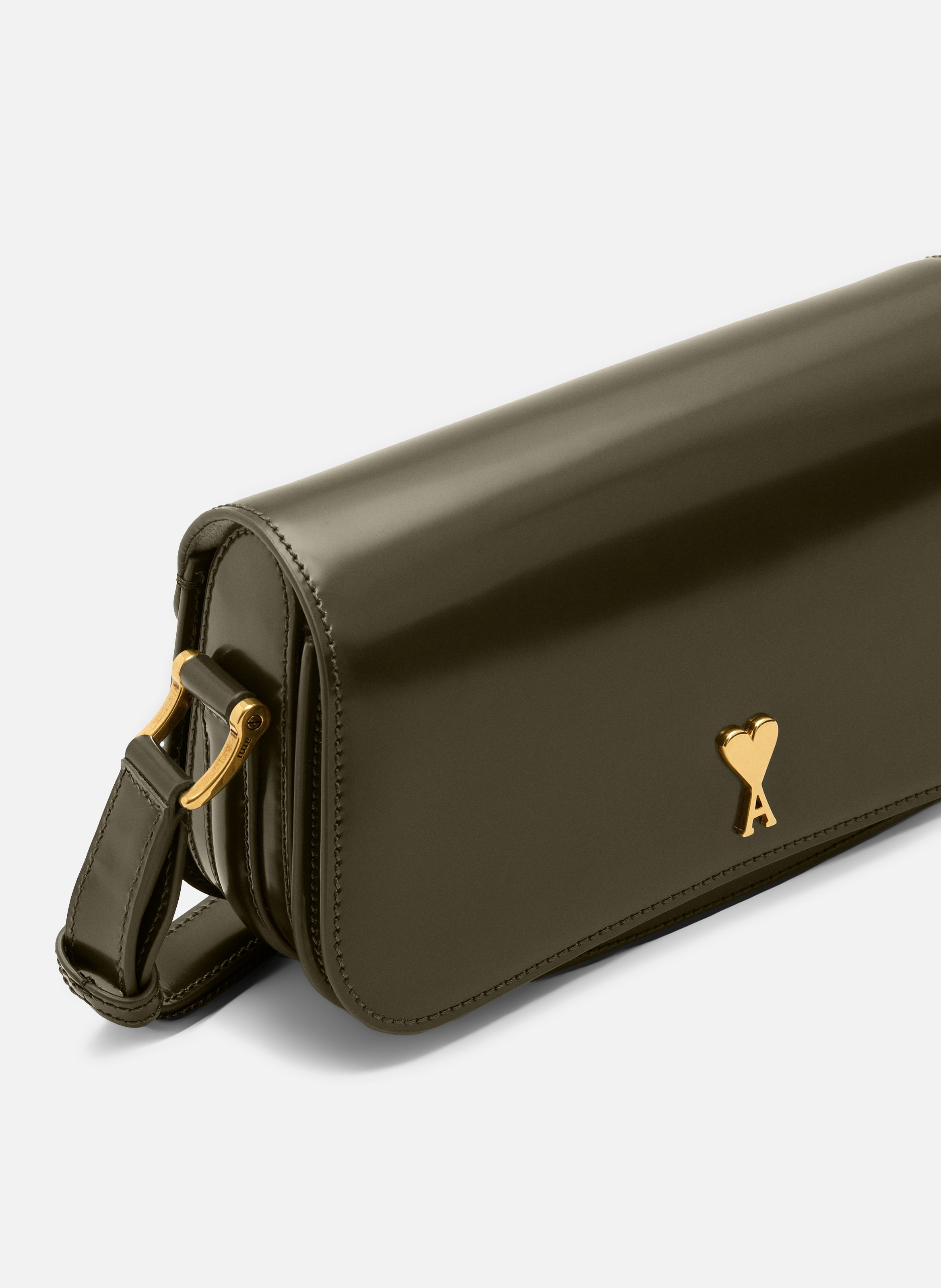 Sac porte epaule paris paris unisexe en cuir de veau AMI PARIS Vert