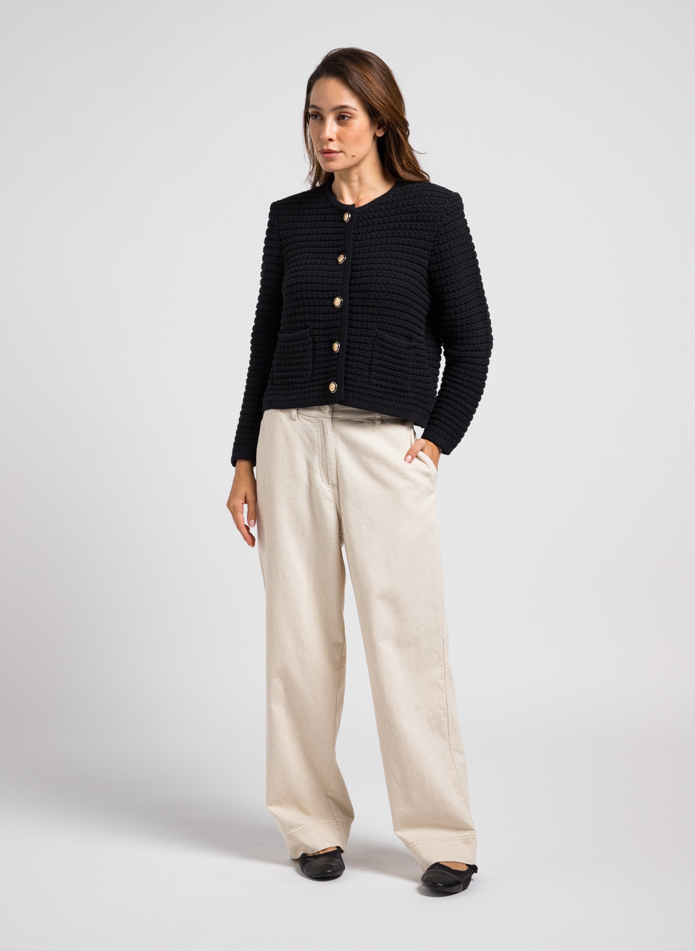 Gilet droit col rond en coton mélangé gaspard BA&SH Noir