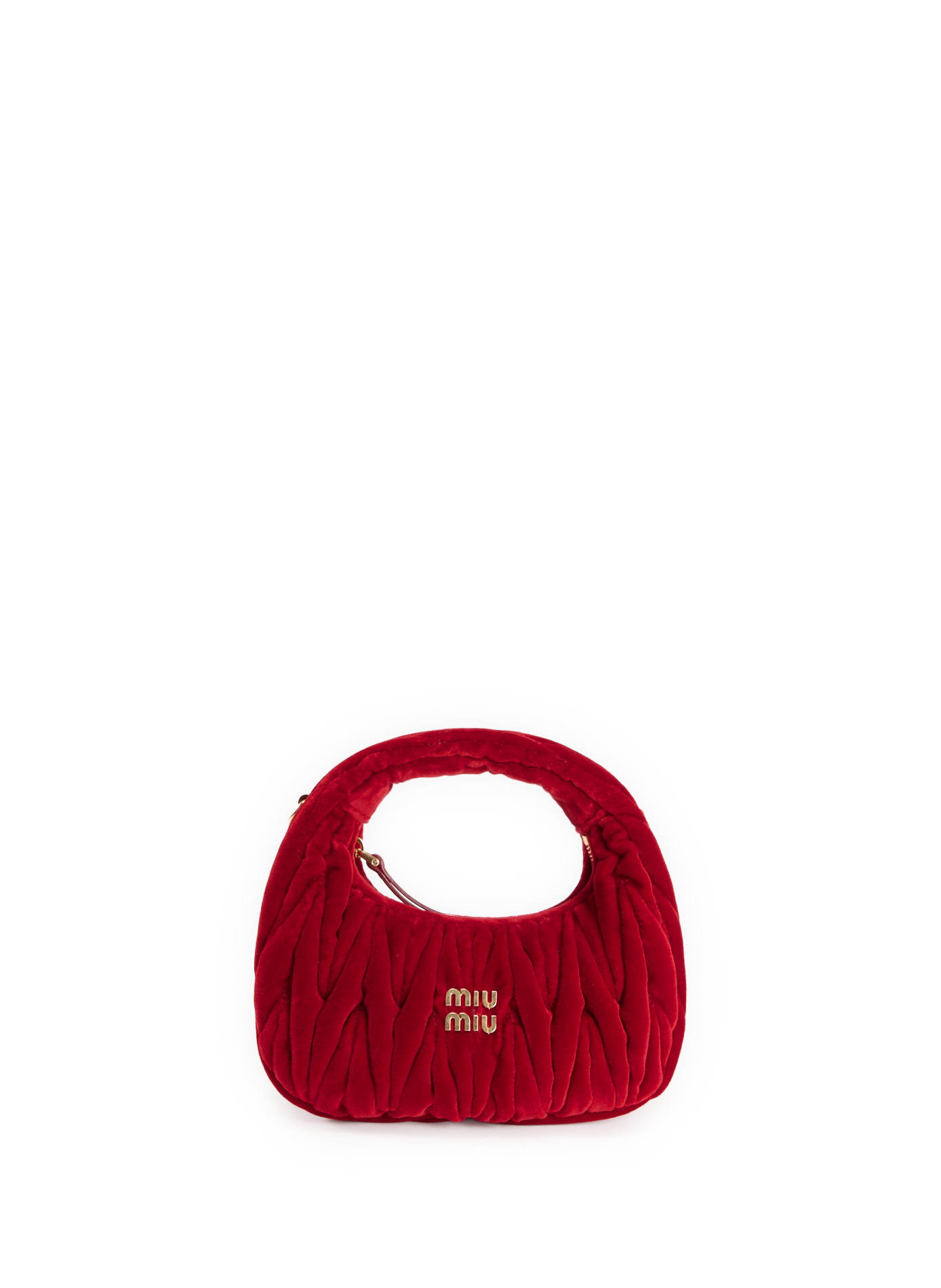 MIU MIU Sac à main velours en coton et cuir Rouge