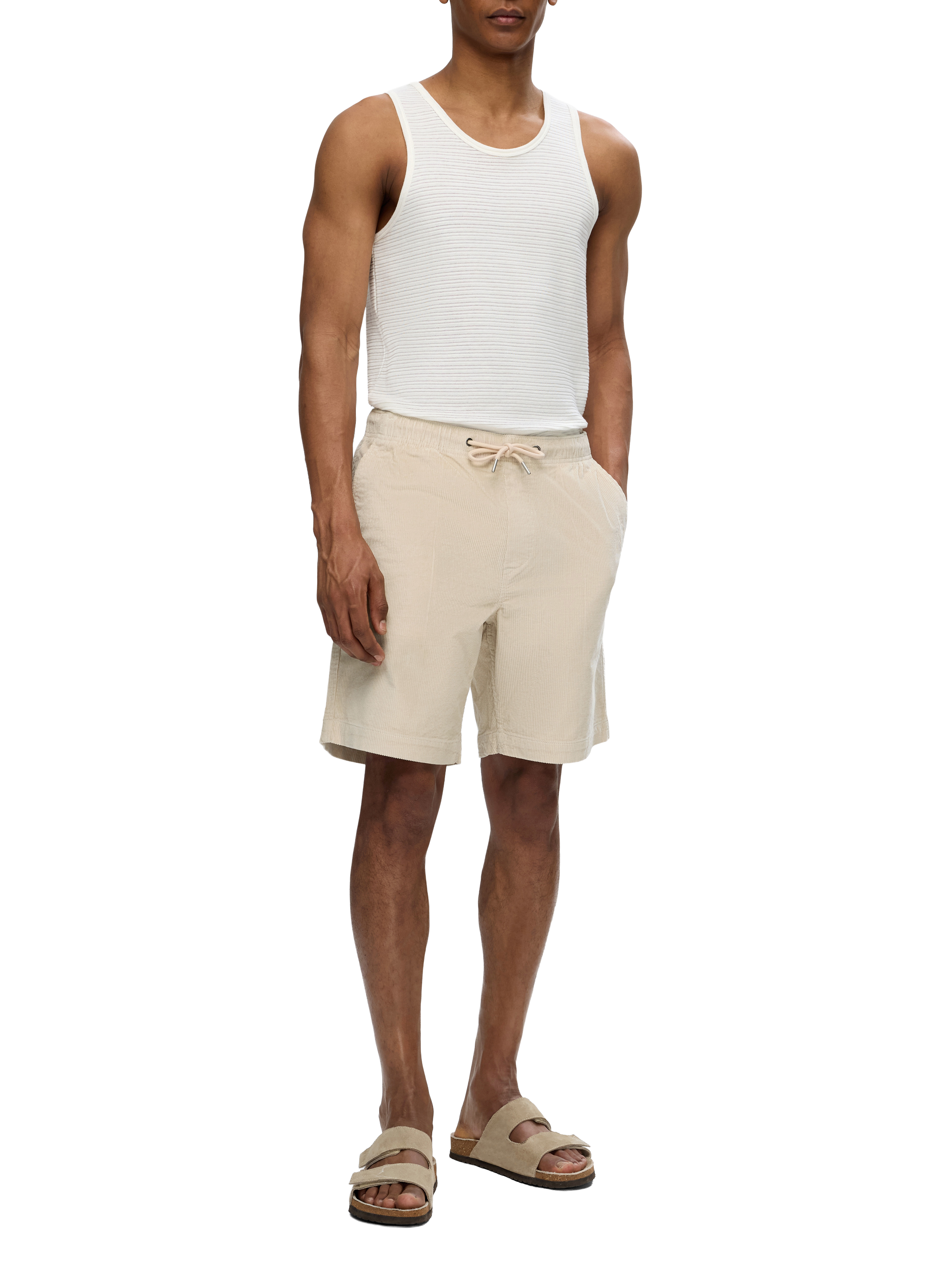 Short droit en coton mélangé SELECTED Beige