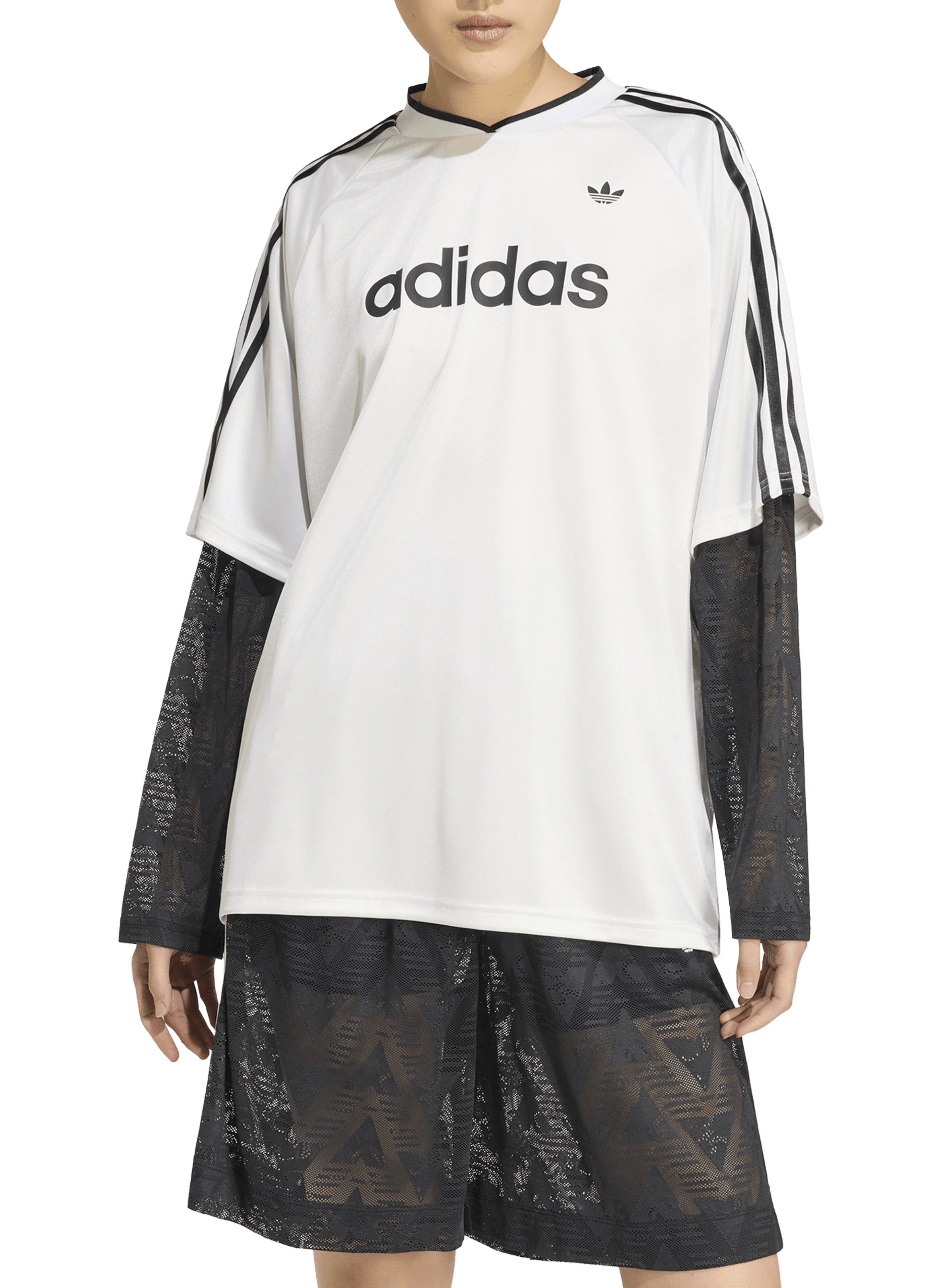 T-shirt with contrasting long sleeves lining ADIDAS White