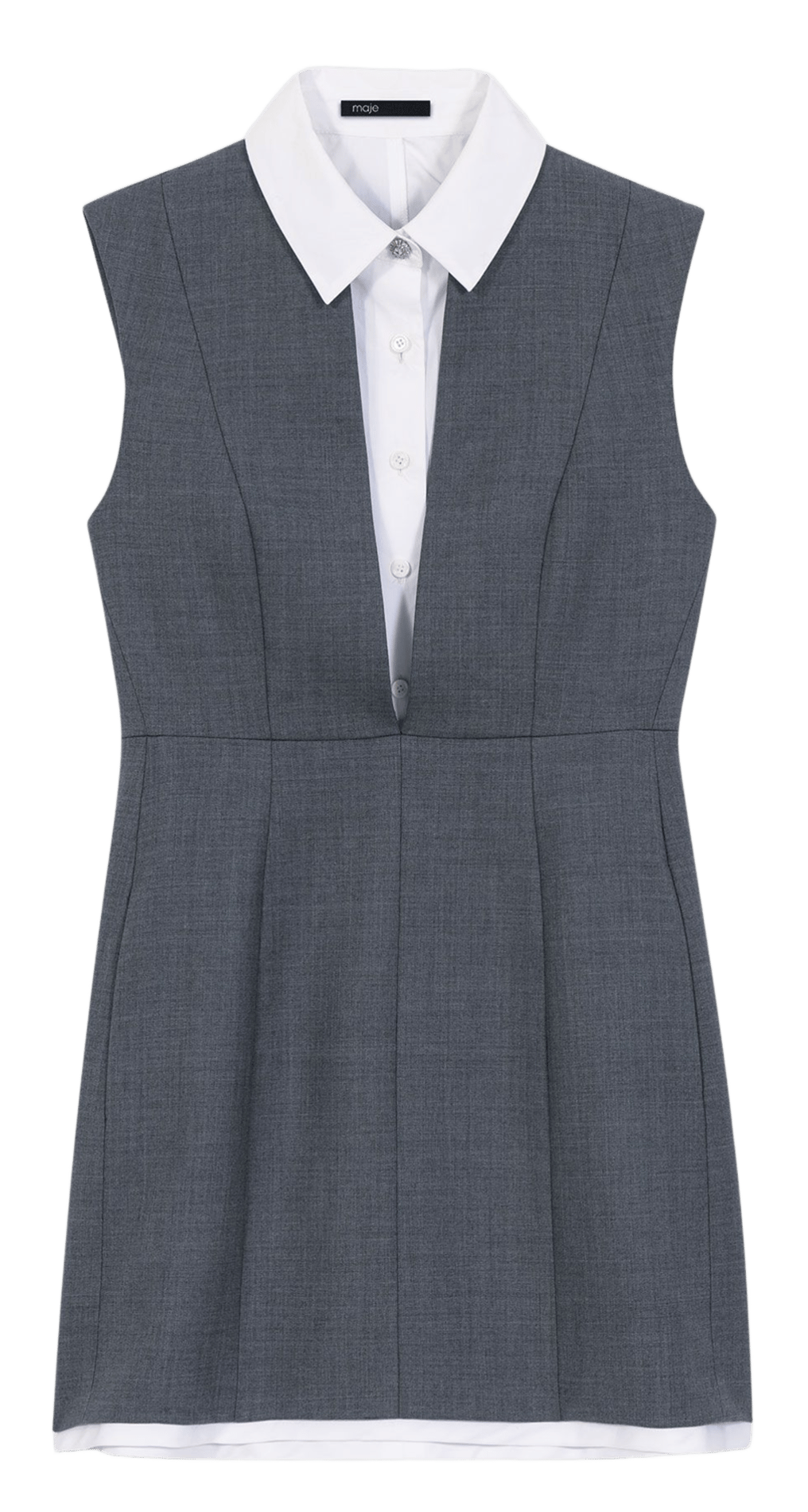 Robe courte col classique en laine mélangée MAJE Gris