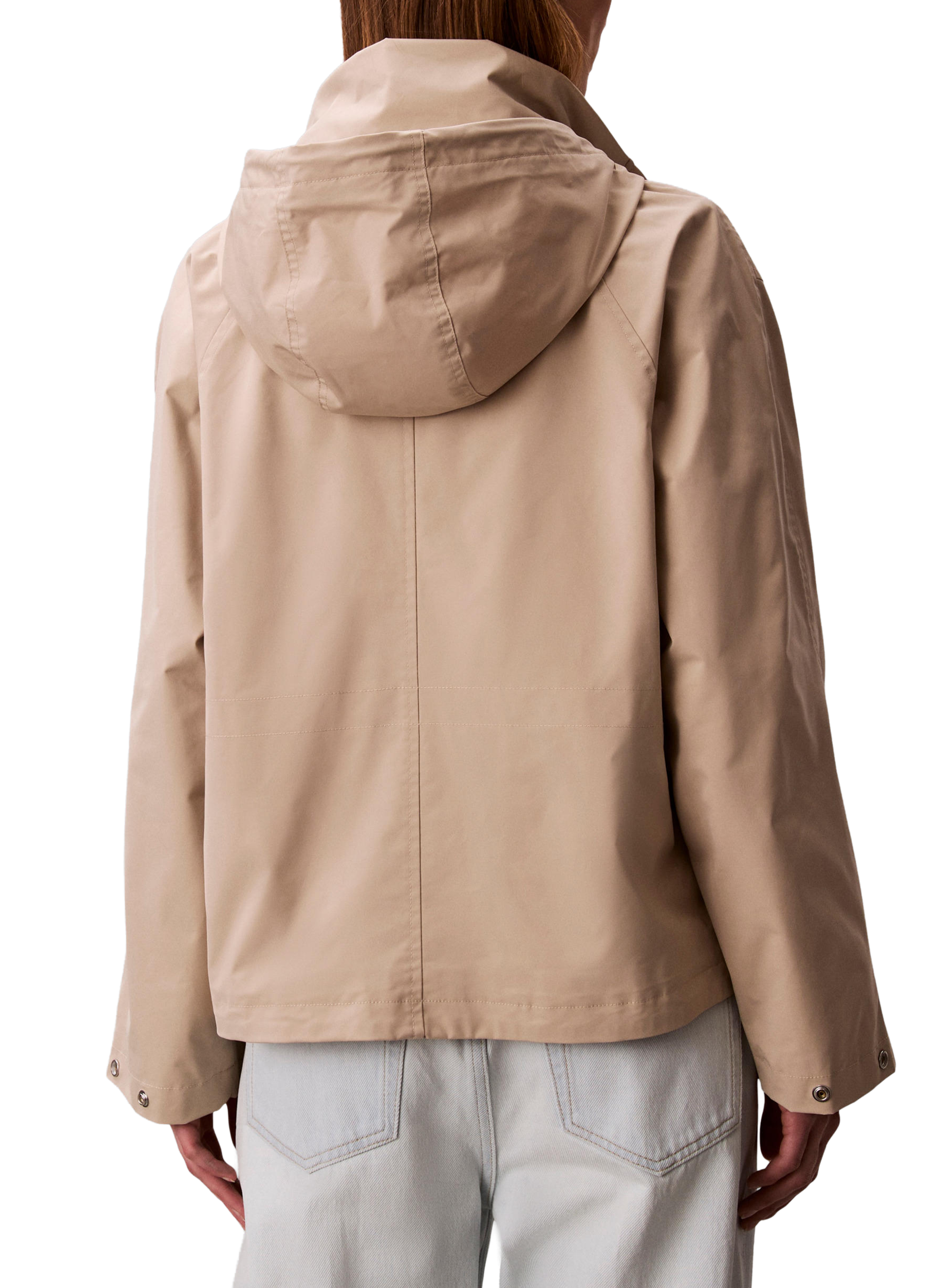 Straight zip-up hooded jacket CALVIN KLEIN Beige