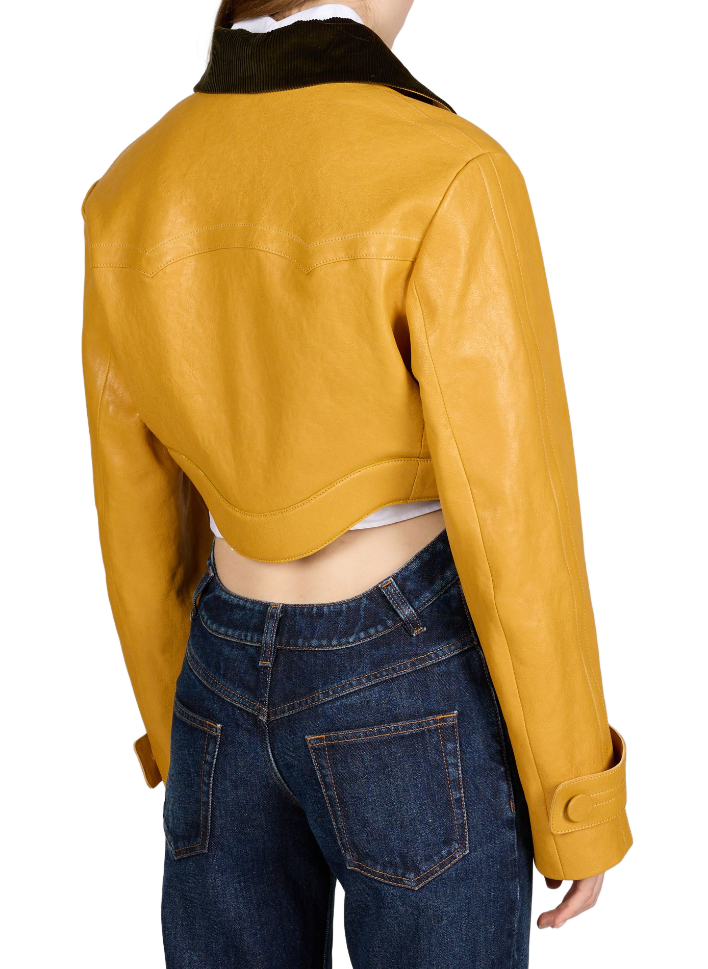 Cropped leather jacket JEAN PAUL GAULTIER Yellow