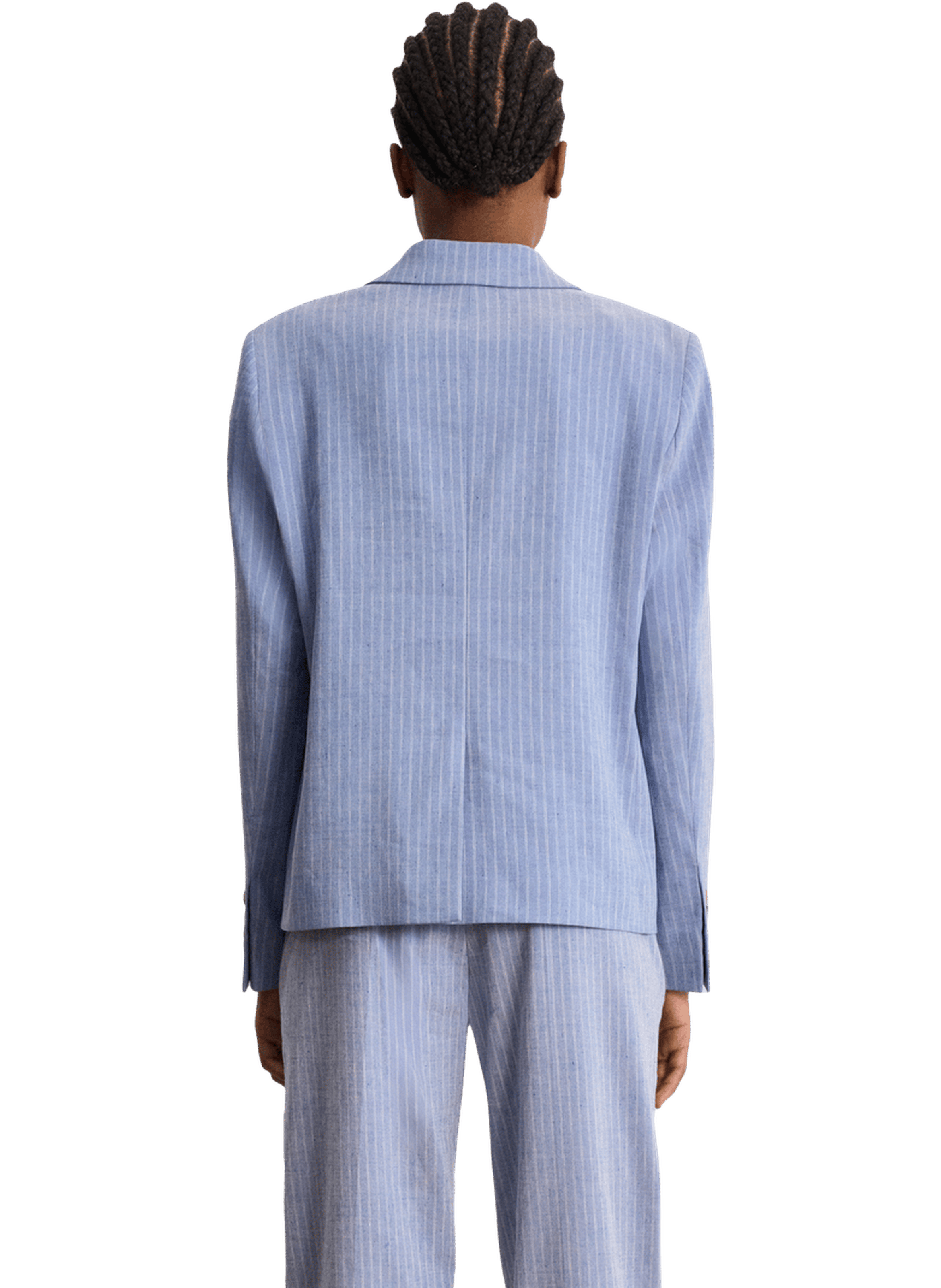 Veste de tailleur à rayures en lin mélangé - marwa PABLO Bleu