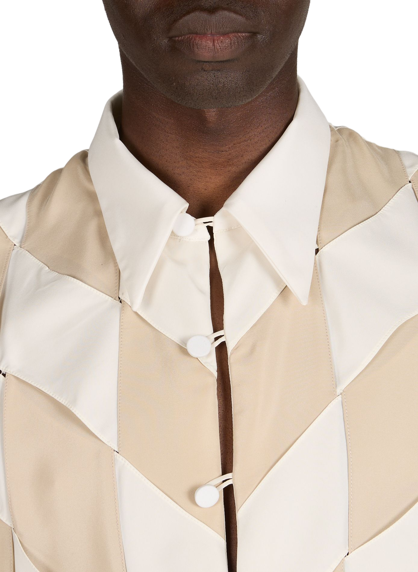 Chemise Confuso à carreaux superposés en soie CAMPILLO Beige