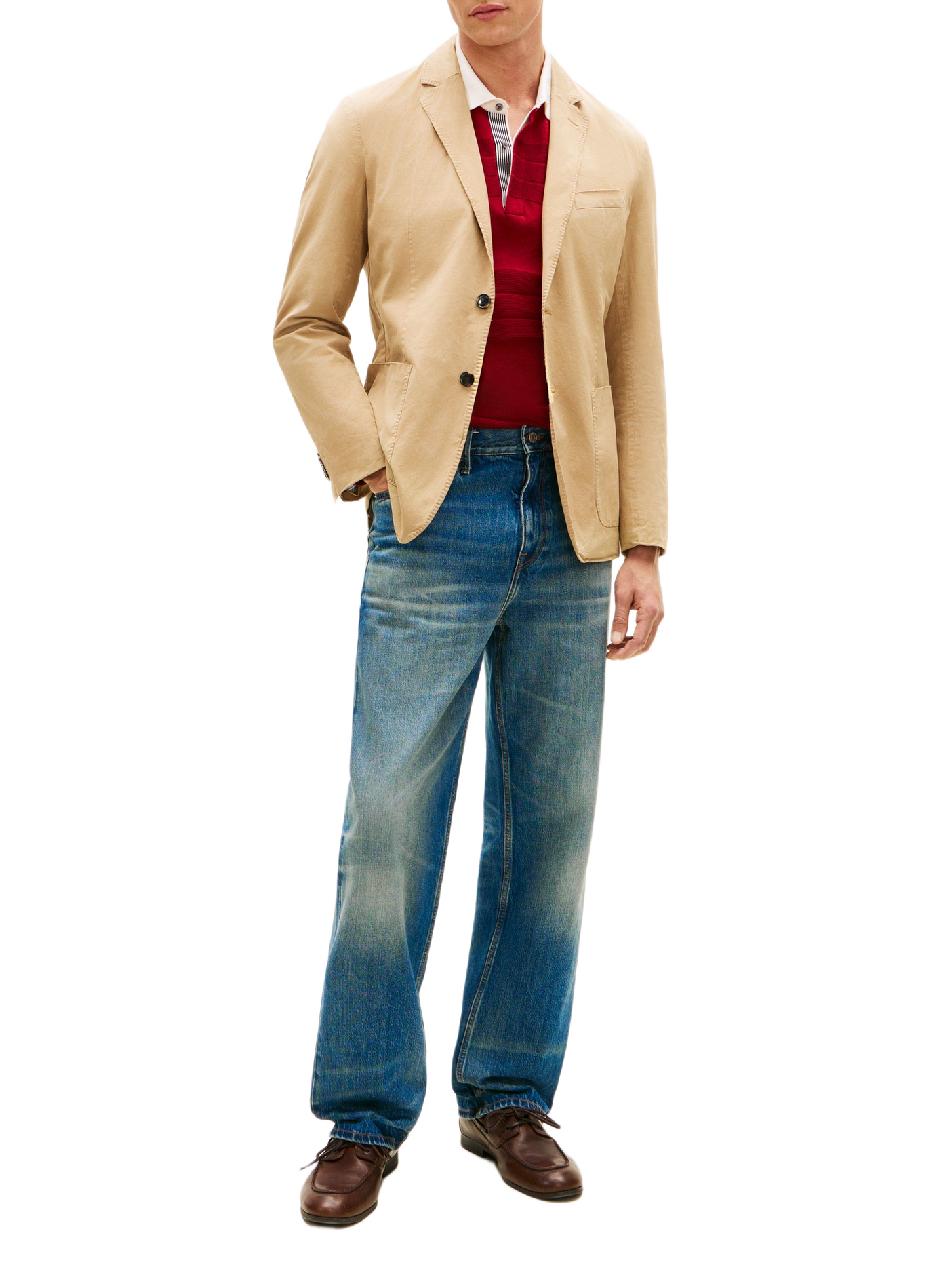 Straight blazer in a cotton blend TOMMY HILFIGER Beige