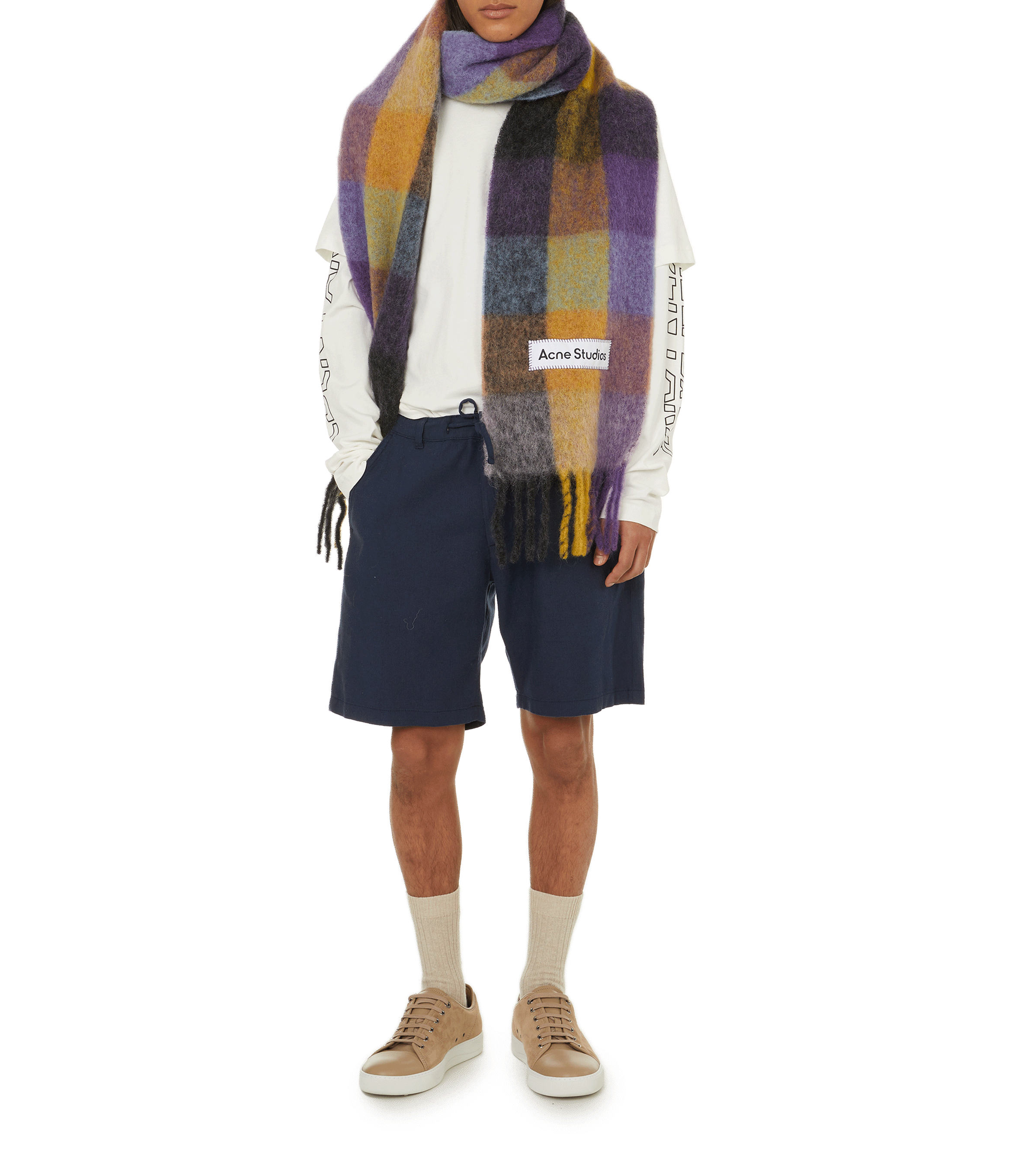 Cotton and linen shorts  SELECTED Black