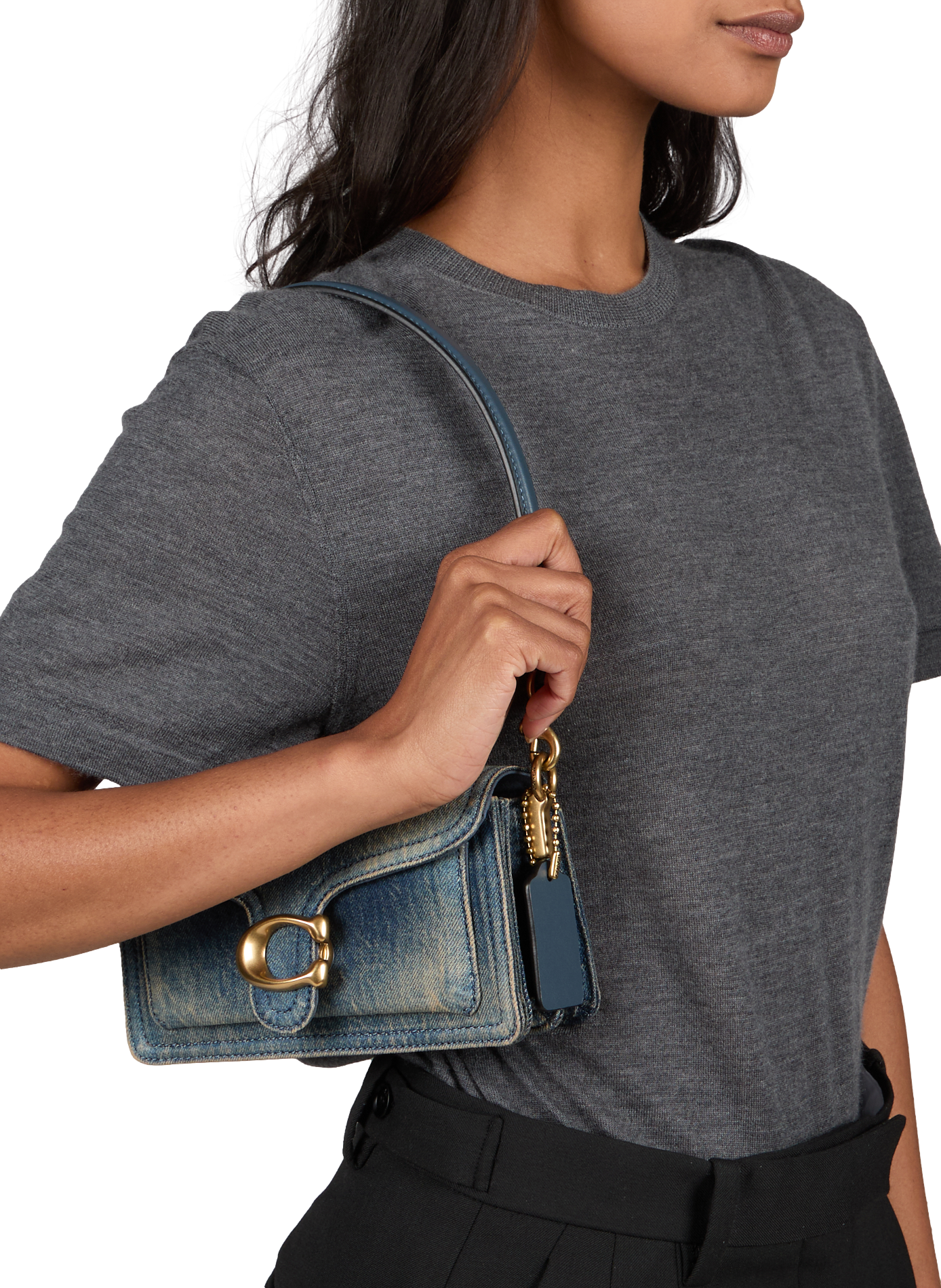Sac épaule Tabby 20 en denim de coton régénéré COACH Bleu