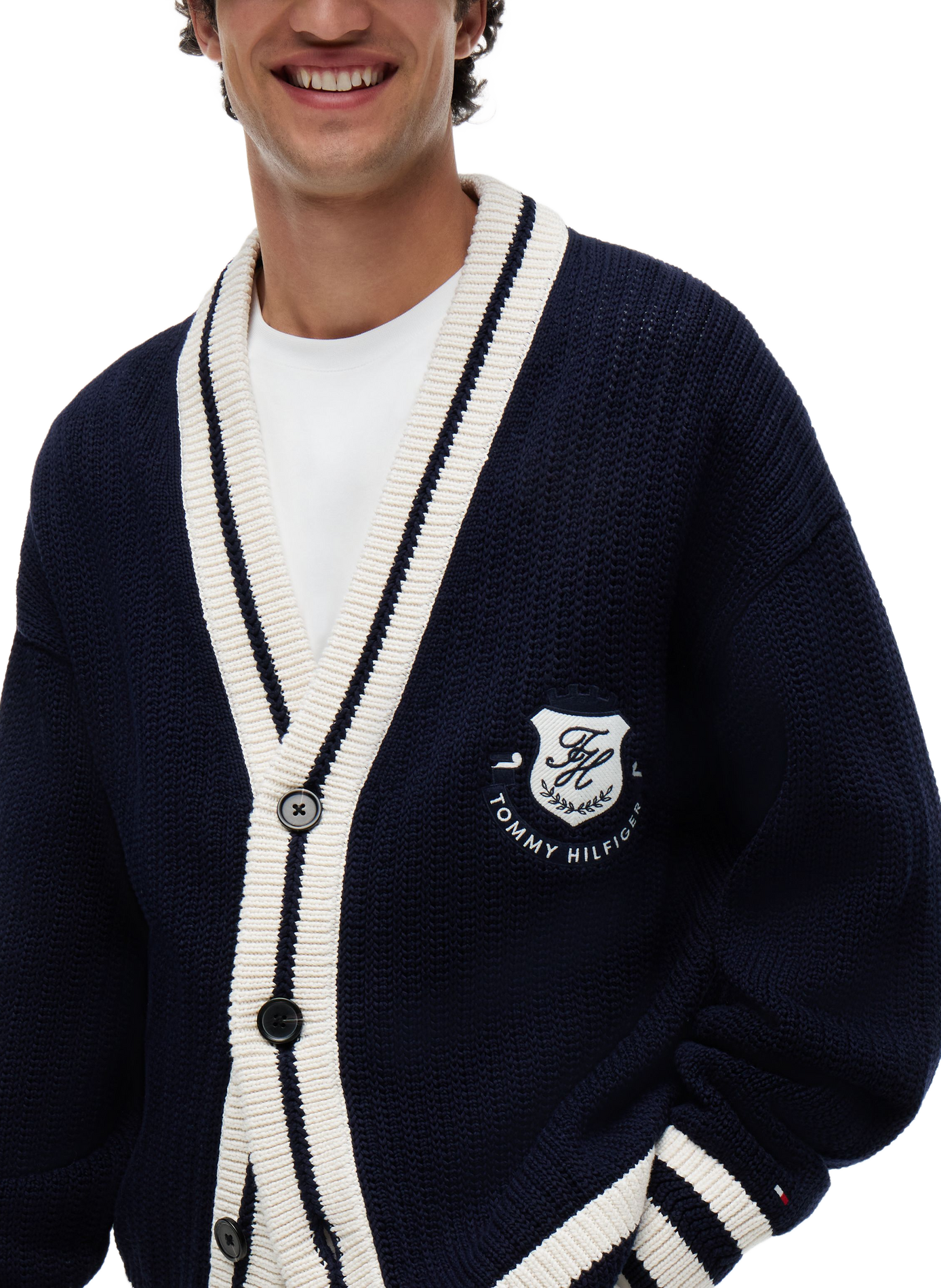 Ribbed cotton cardigan TOMMY HILFIGER Blue