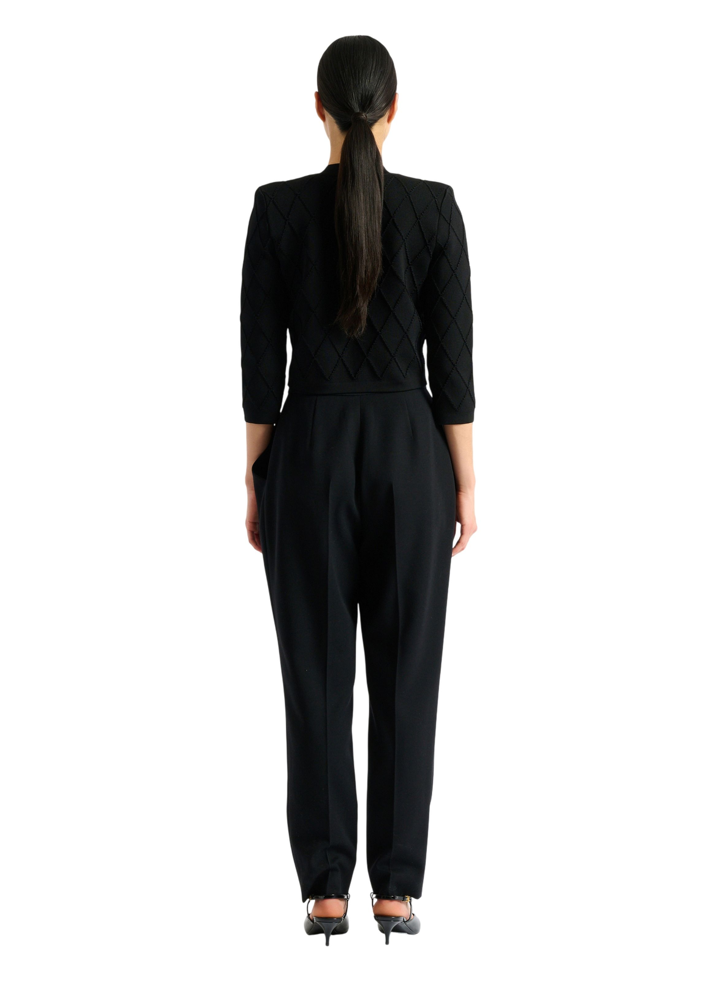 Cardigan court en maille BALMAIN Noir