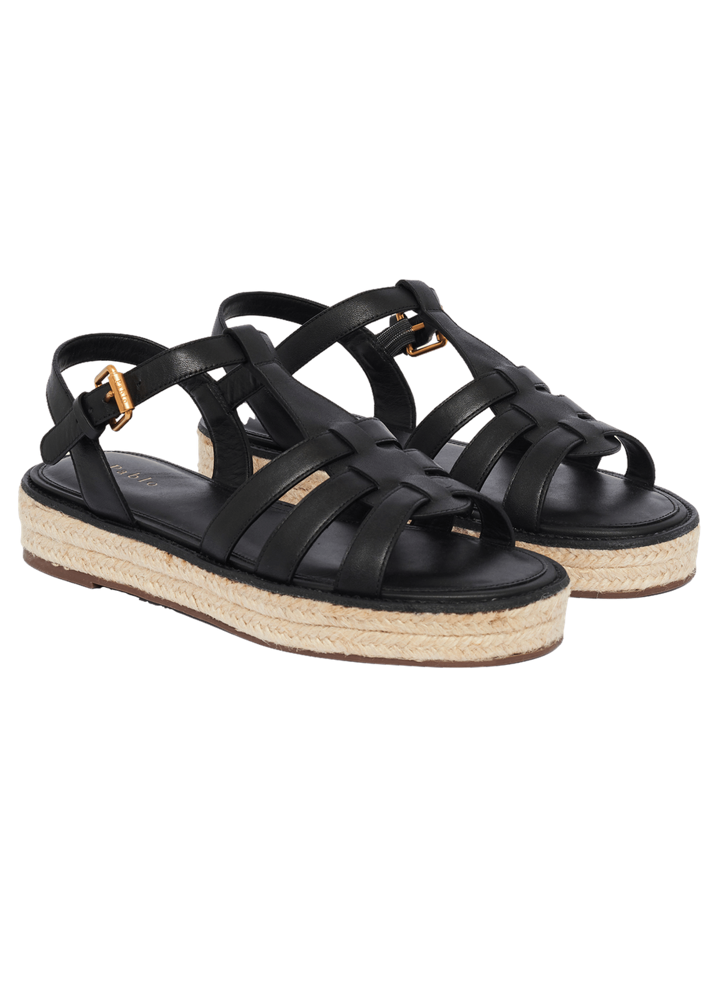Sandale espadrille en cuir - dune PABLO Noir