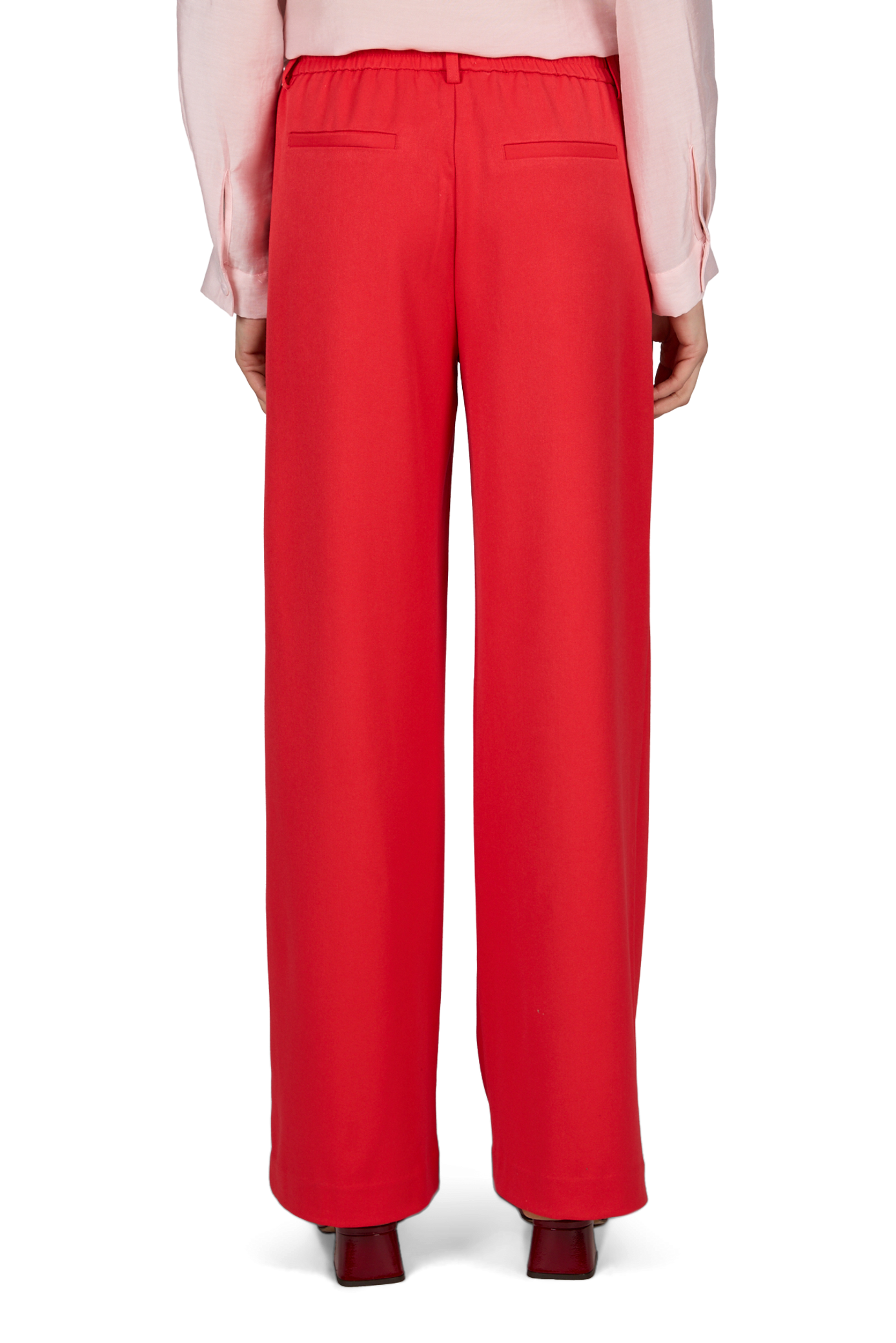 Wide-leg pants with elastic waistband OBJECT Beige