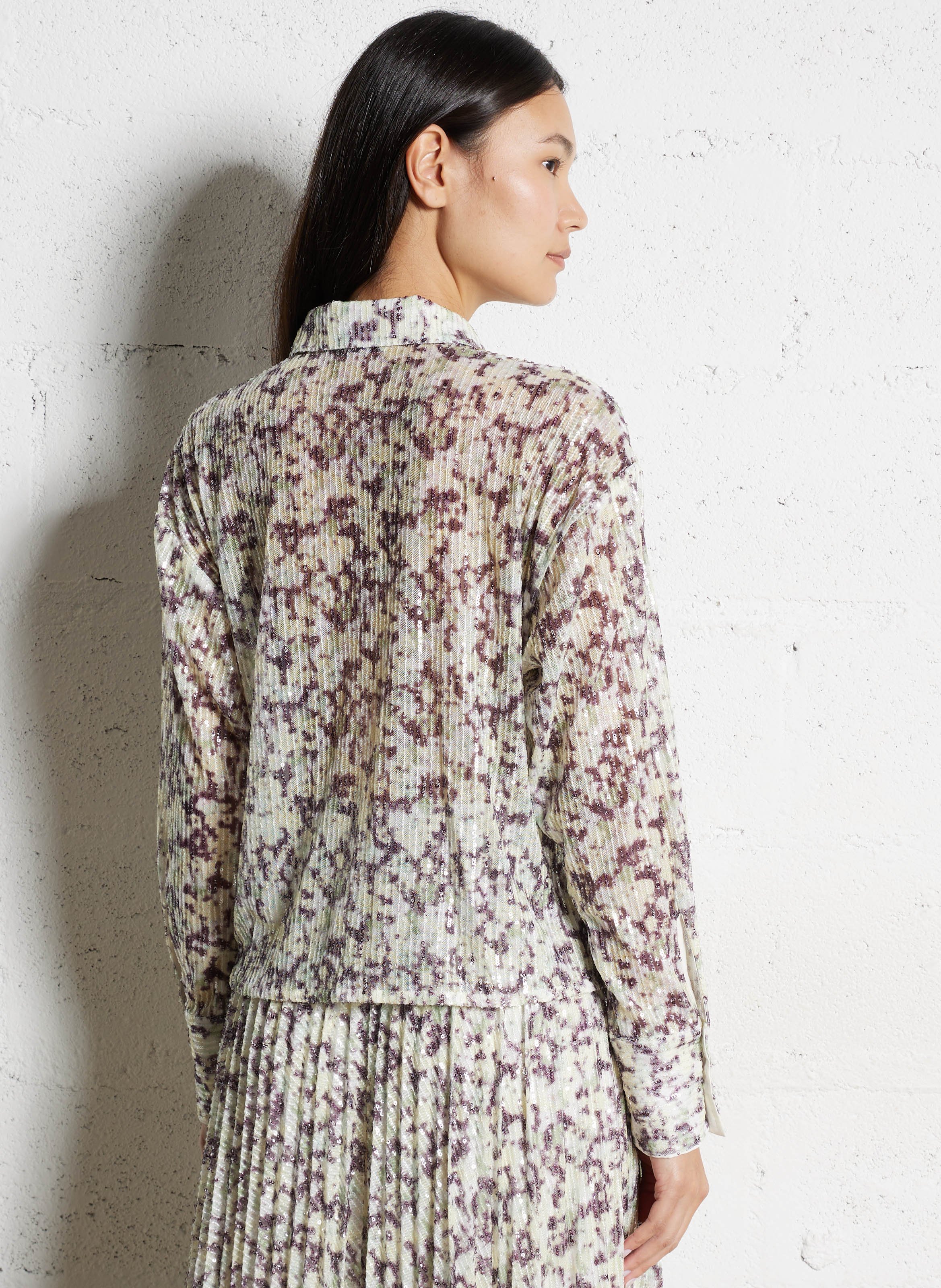 Chemise oversize col classique brodée IKKS Vert