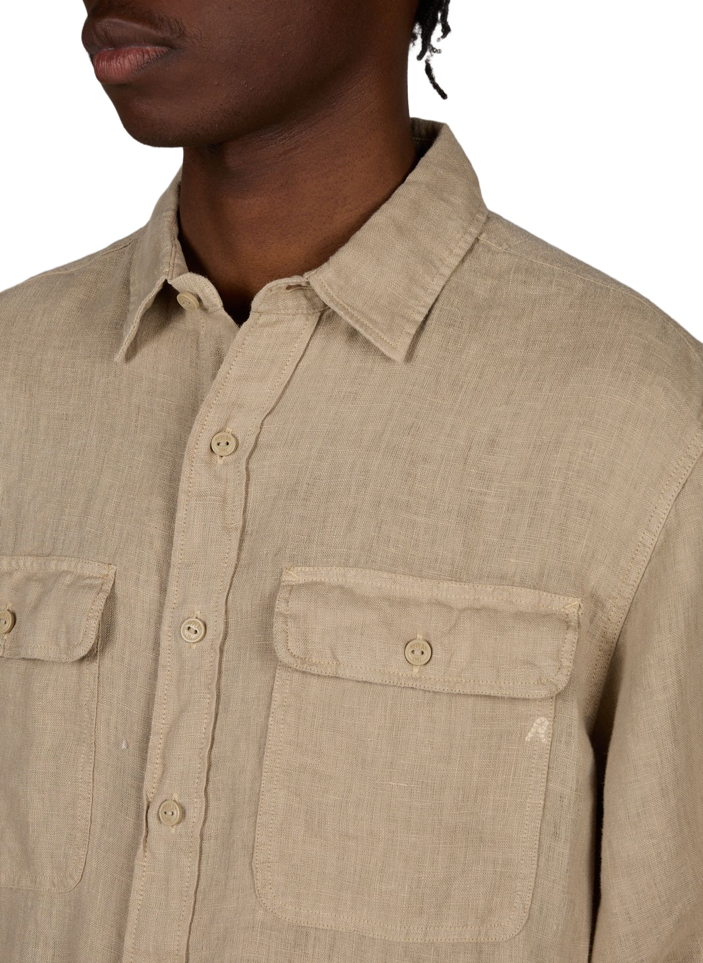 Gerade Leinenhemd mit Taschen REPLAY Khaki