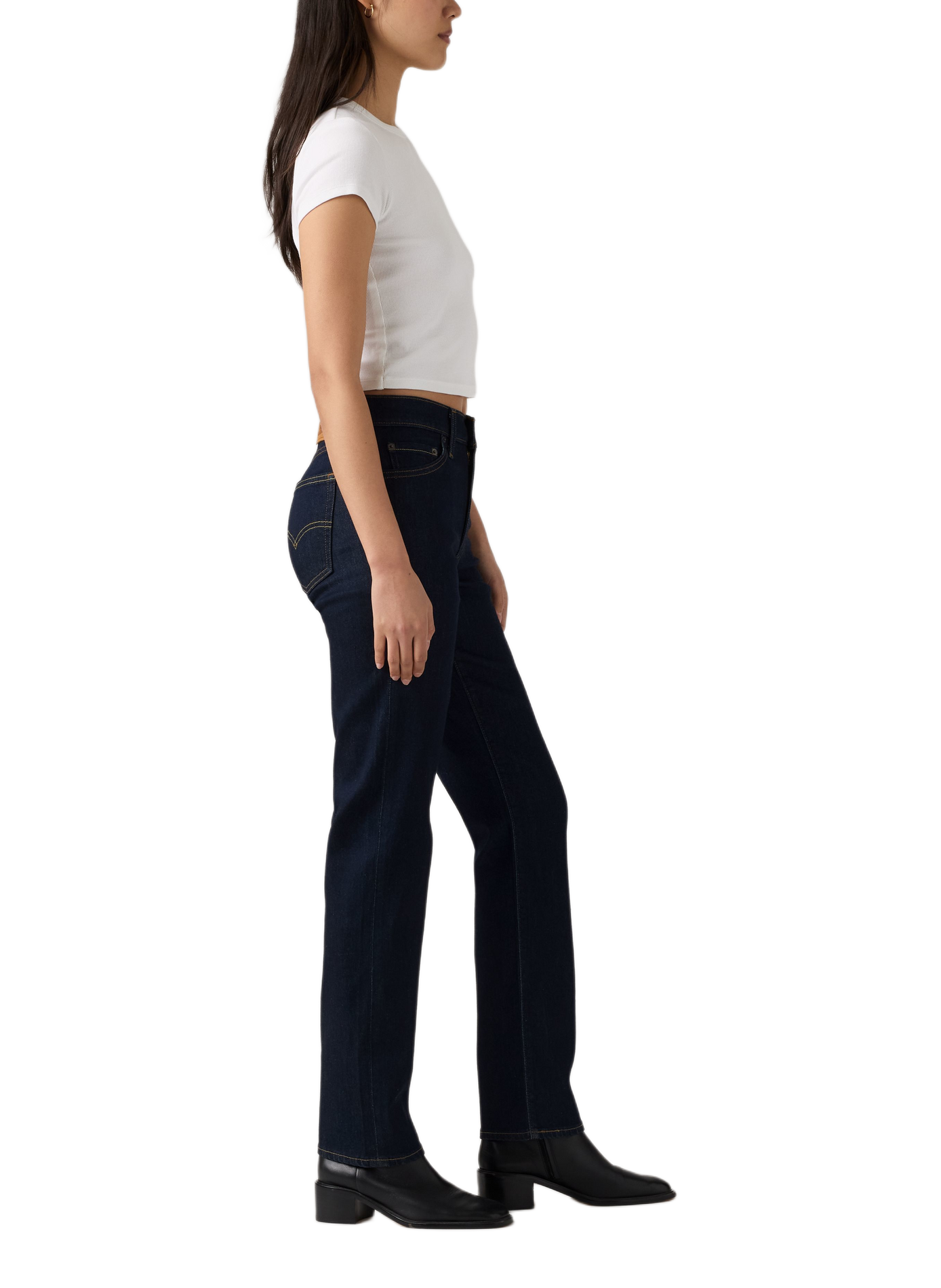 Slim jeans 722 met hoge taille van gemengd katoen LEVI'S Blauw