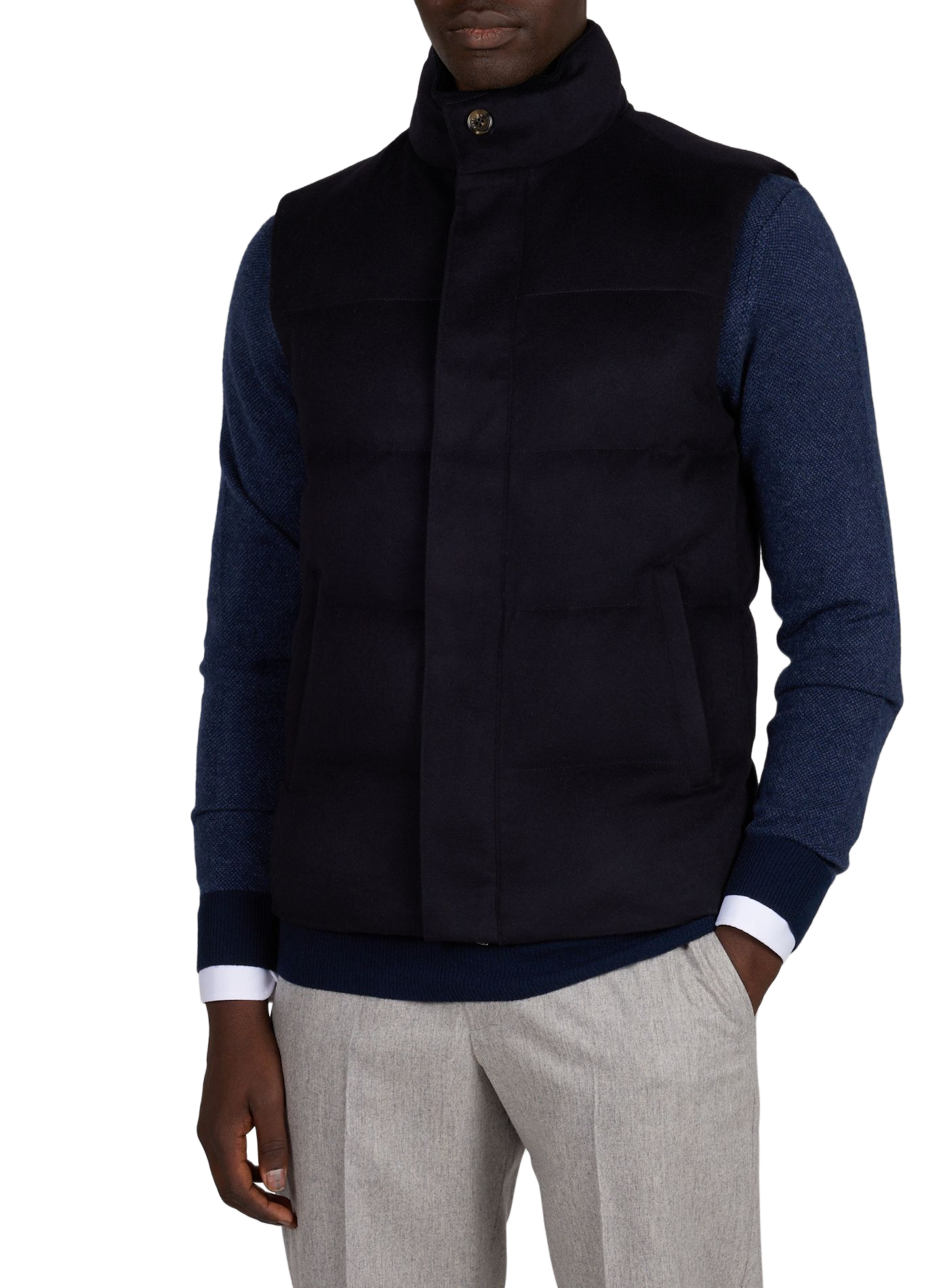 Sleeveless wool and cashmere vest AURELIEN Blue