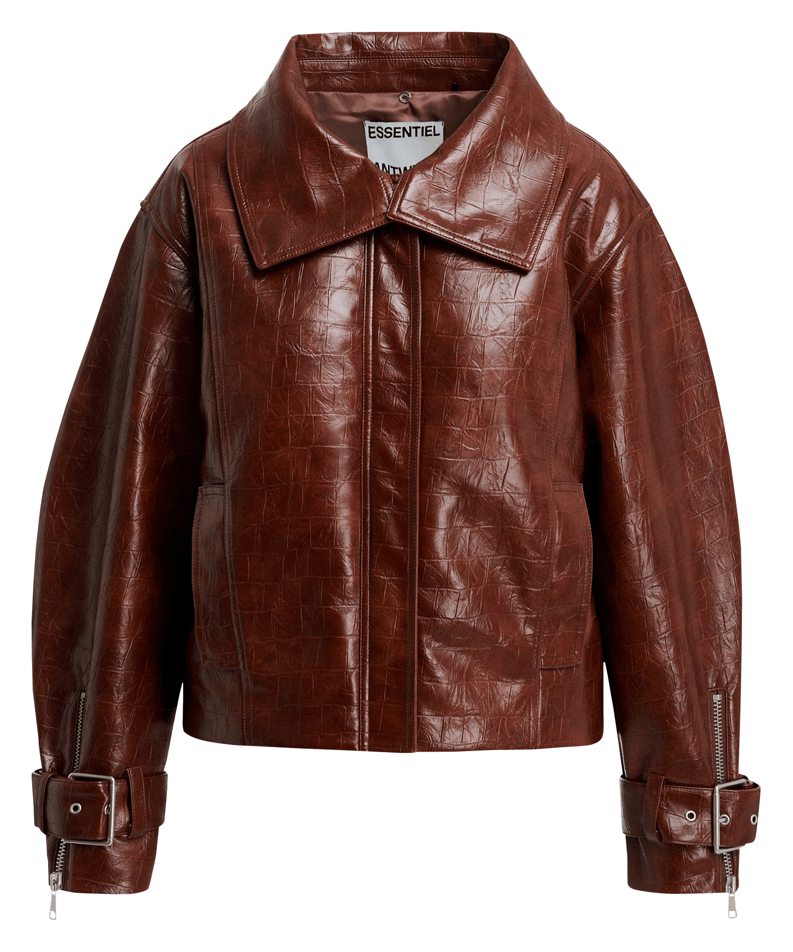 Veste oversize col en fourrure synthétique kabuki ESSENTIEL ANTWERP Marron