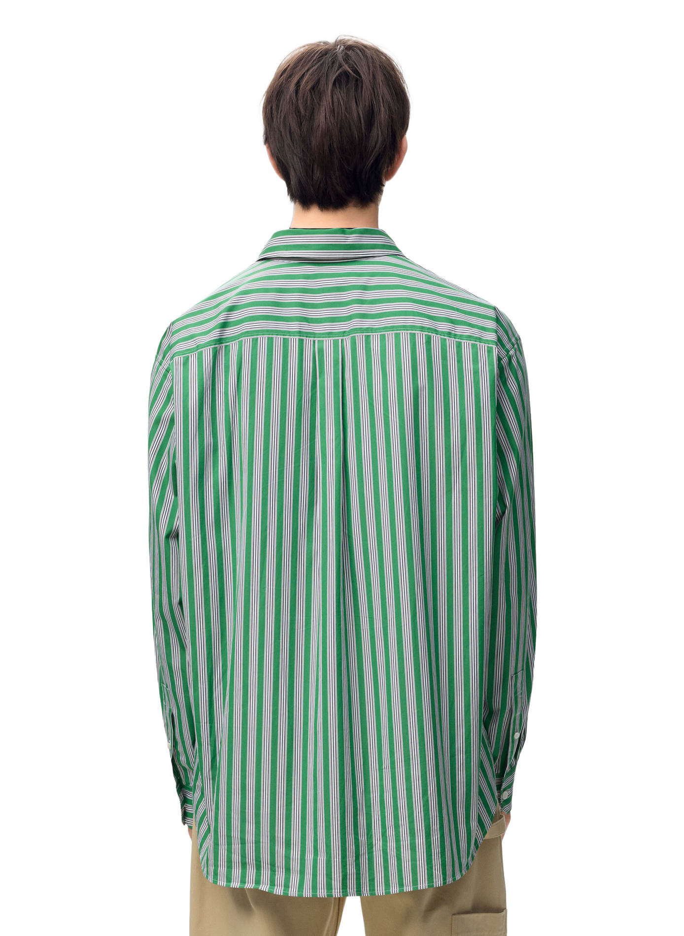 Striped shirt in cotton poplin. LOEWE Green