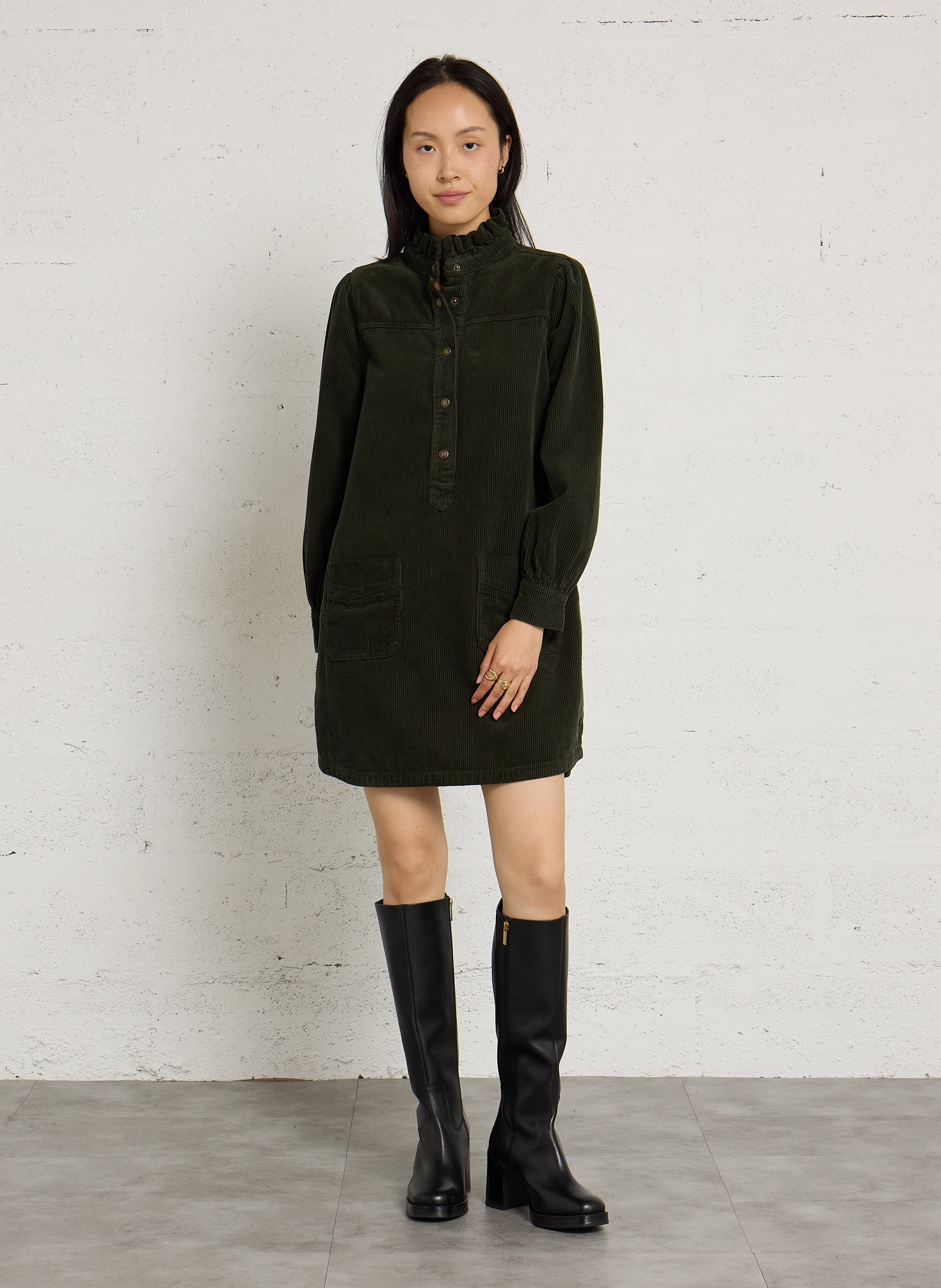 Robe droite côtelée en coton blake MAISON 123 Vert
