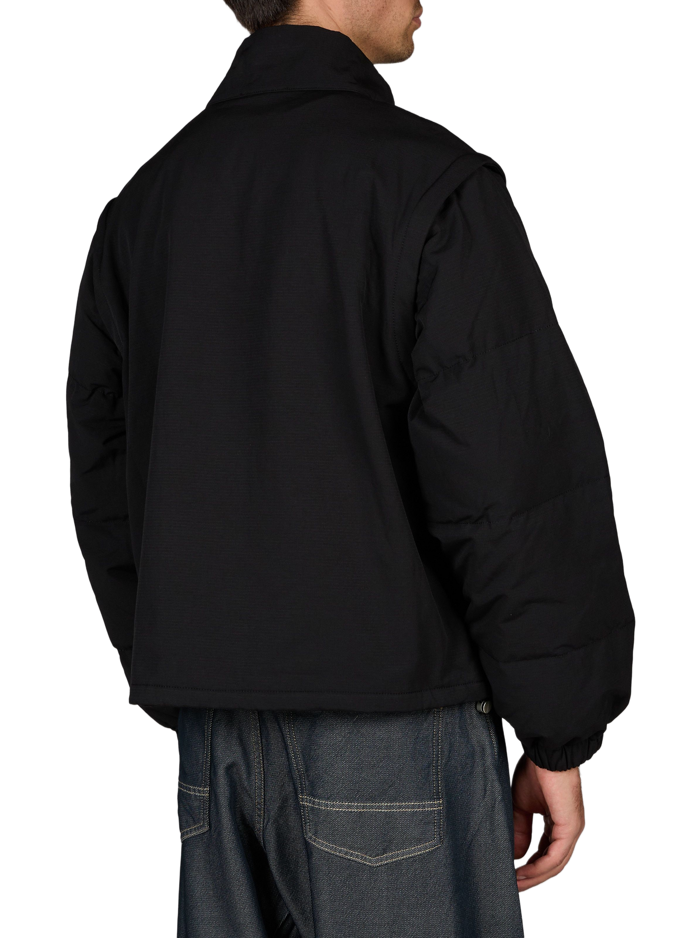 Weite Reed Jacke mit Stehkragen und abnehmbaren Ärmeln aus Baumwollmischung CARRER Schwarz