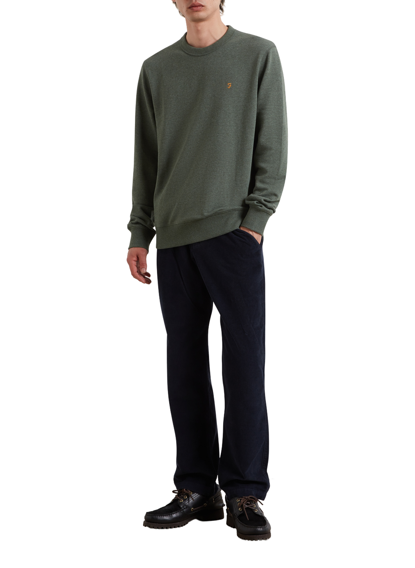Straight corduroy cotton trousers FARAH Blue