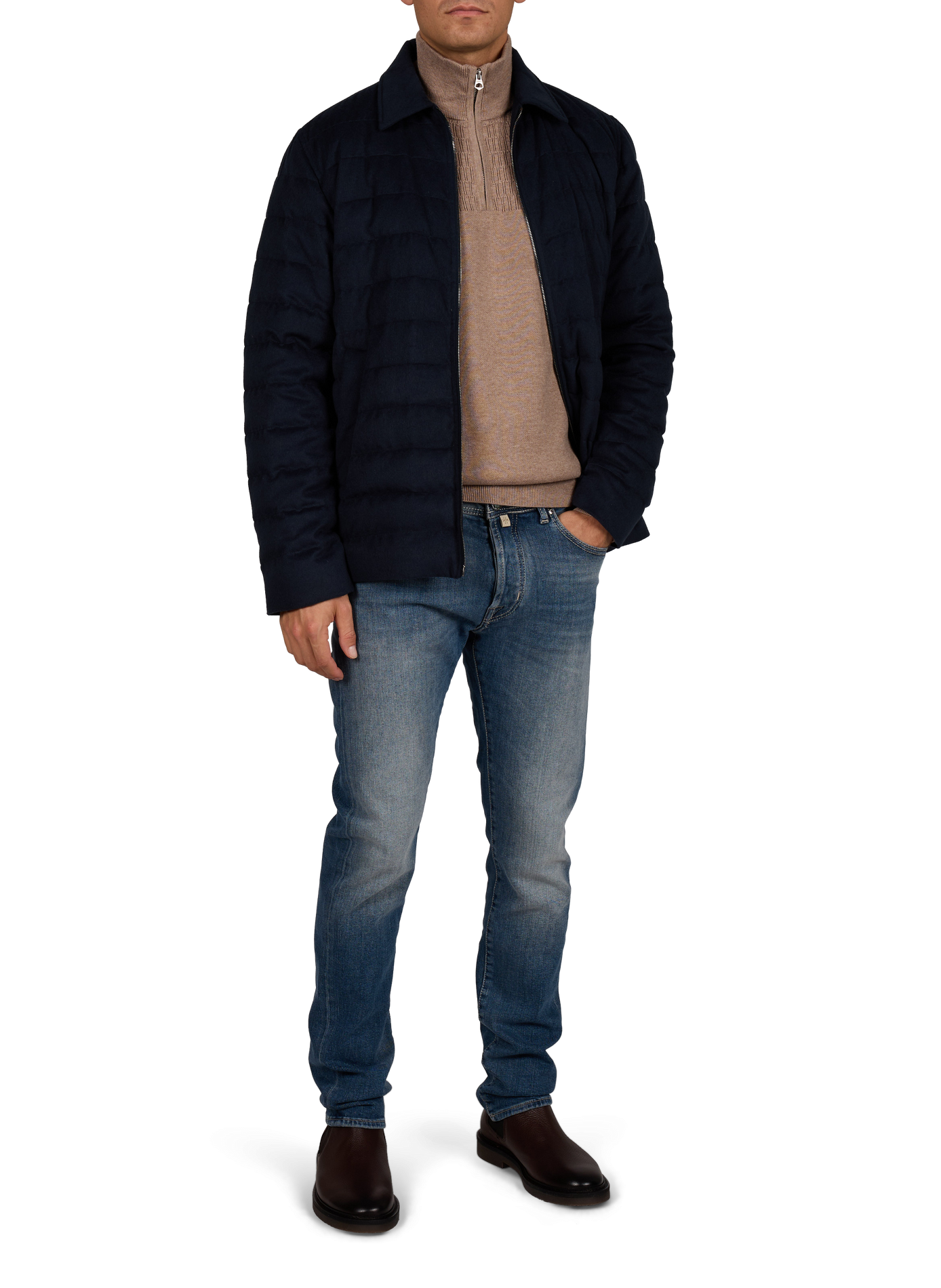 Straight quilted-look jacket HERNO Blue