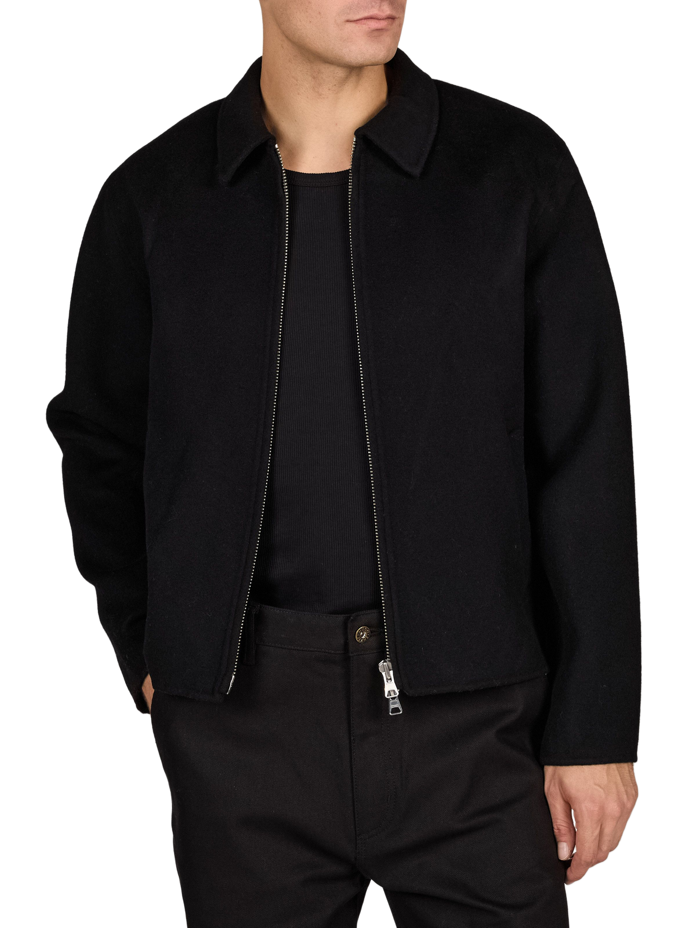 Straight zip-up wool blend jacket NN.07 Black