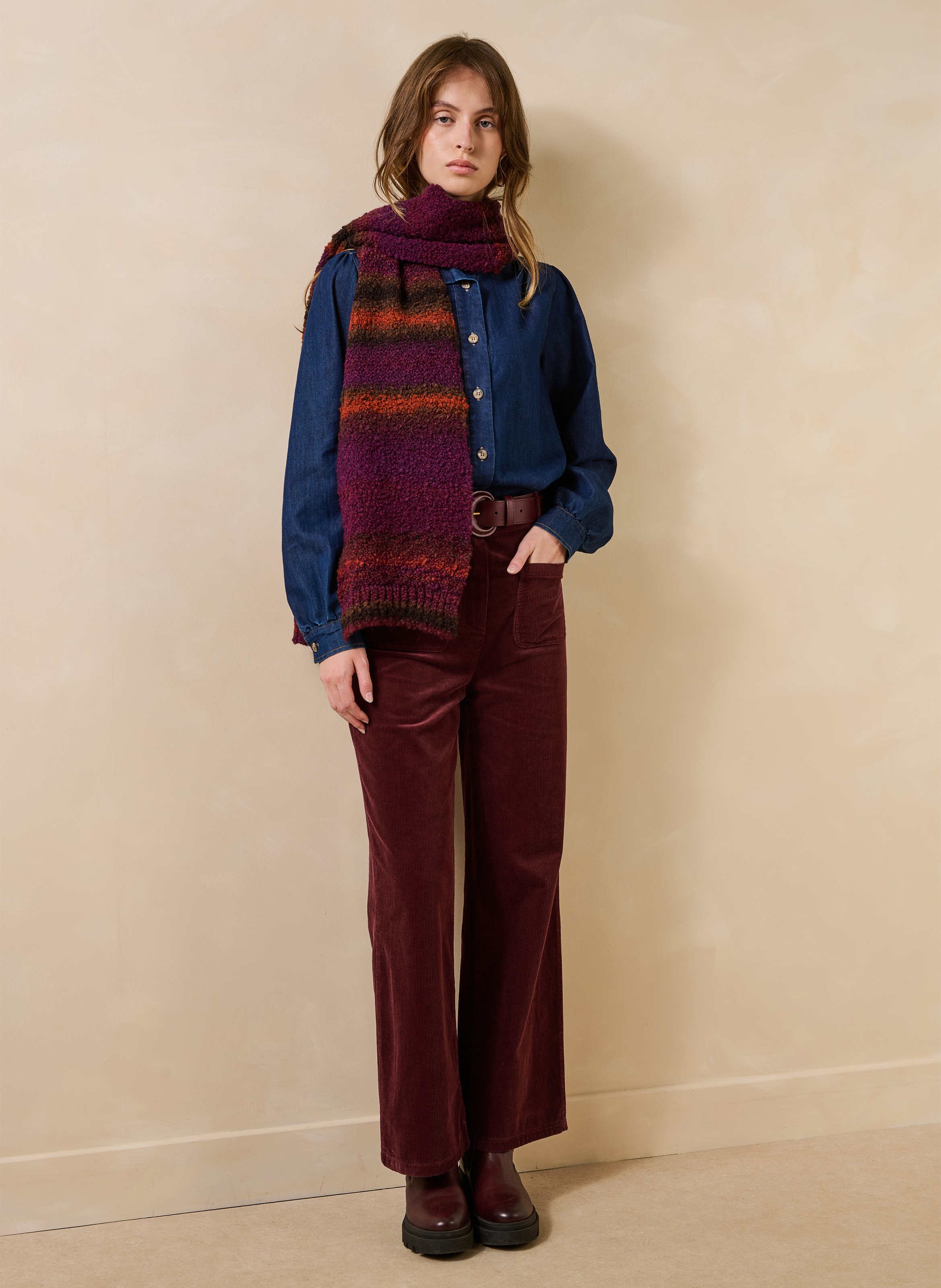 Wide-leg broek met hoge taille van katoenmix LA FEE MARABOUTEE Rood