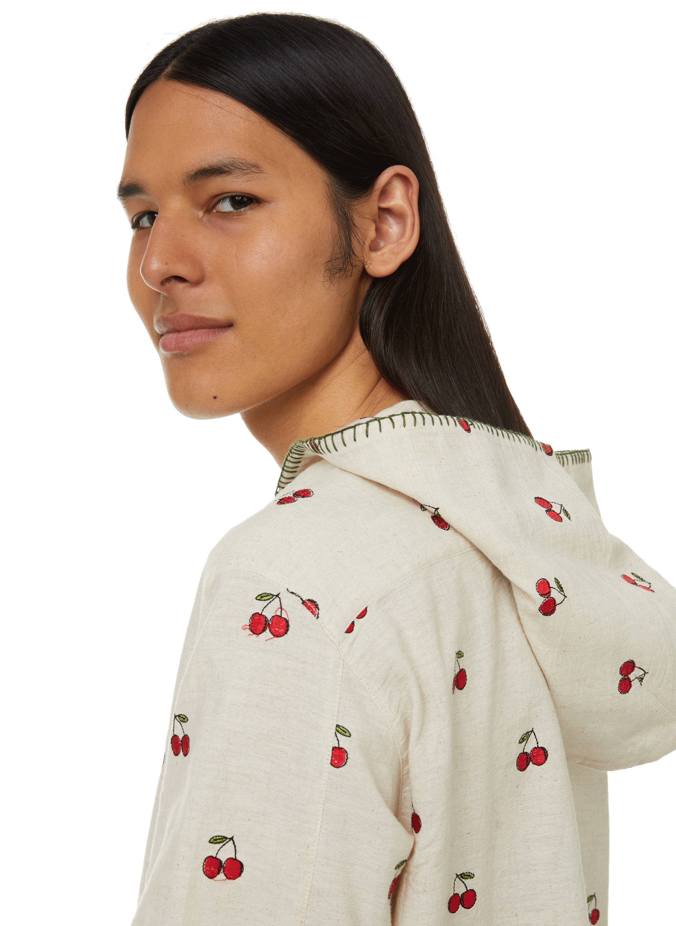 Hoodie à broderies en coton BAZISZT Beige