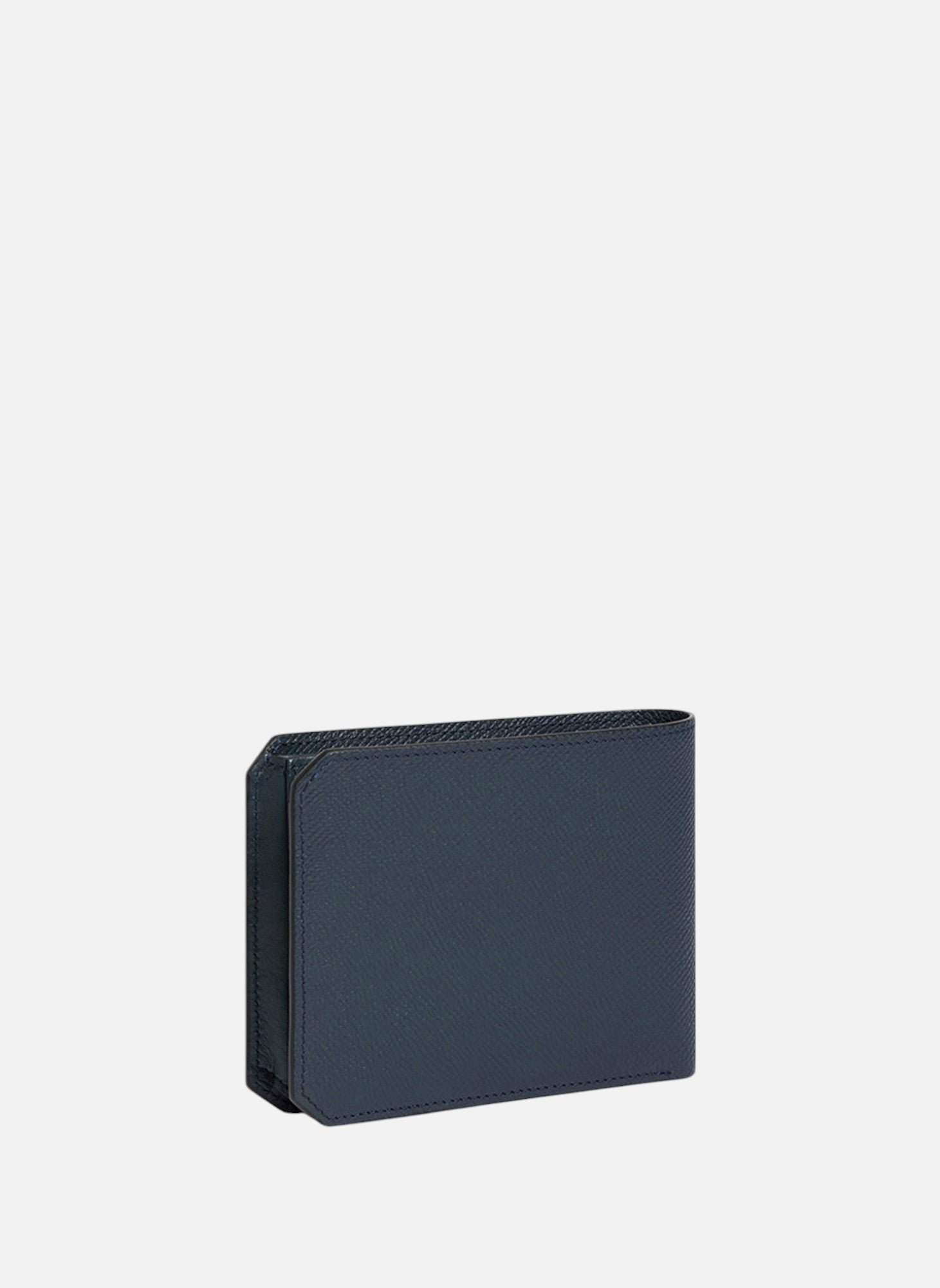 Portefeuille horizontal 2 volets gaston en cuir grain croisé Bleu