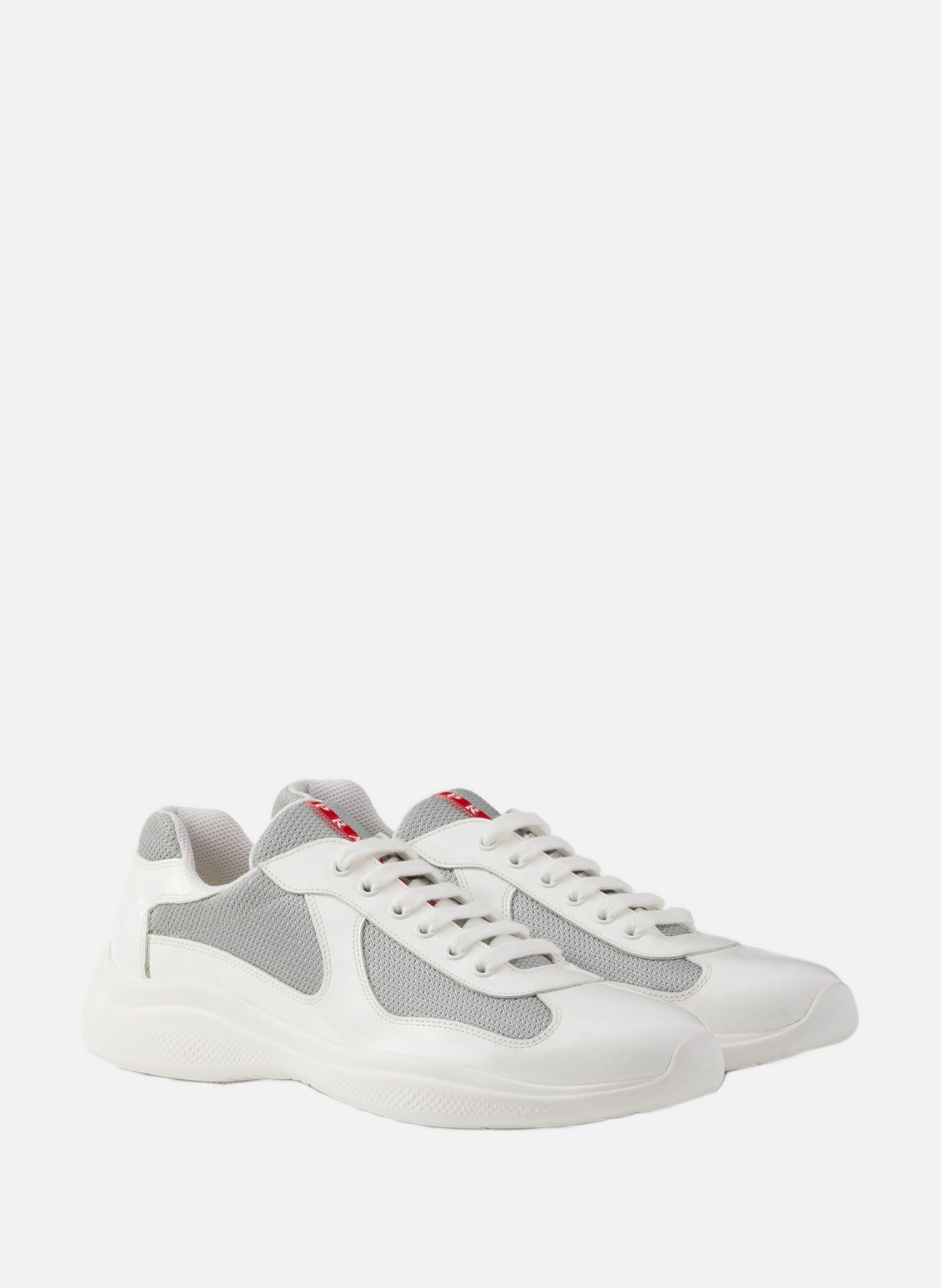 Sneakers prada america’s cup en cuir verni et tiss PRADA Blanc
